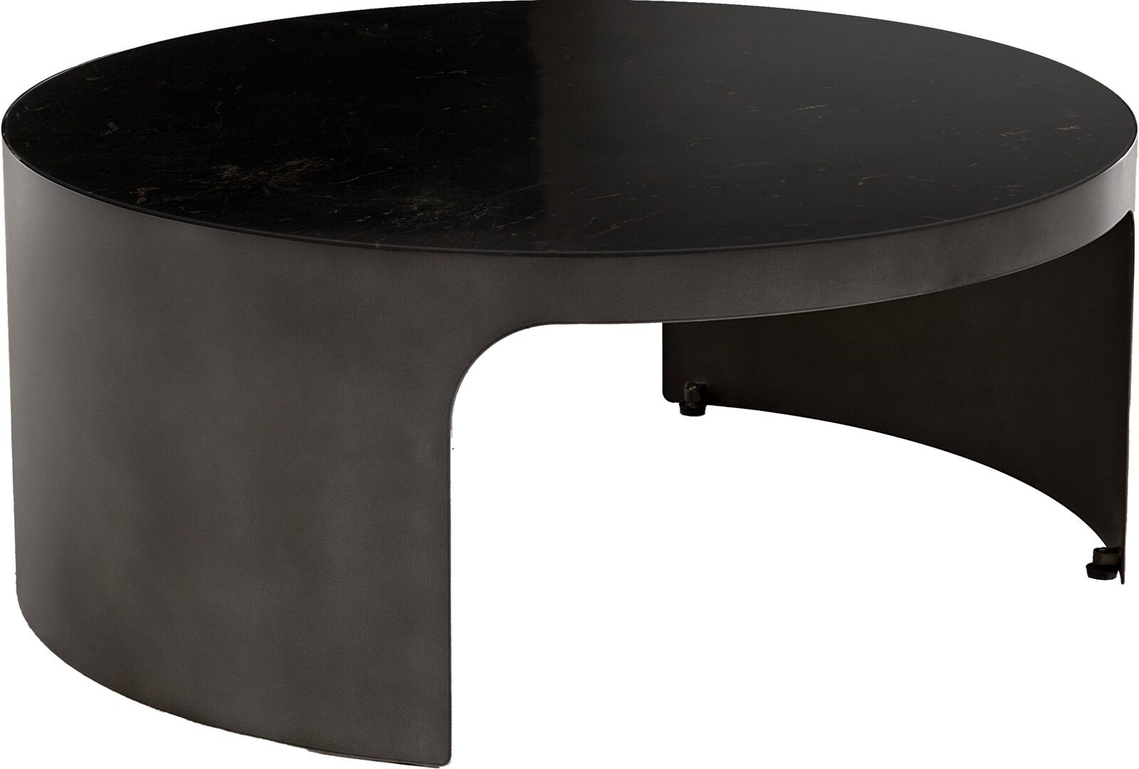 Couchtisch Alerio 90x90 cm Marmor Schwarz Silber Metall Black Antique