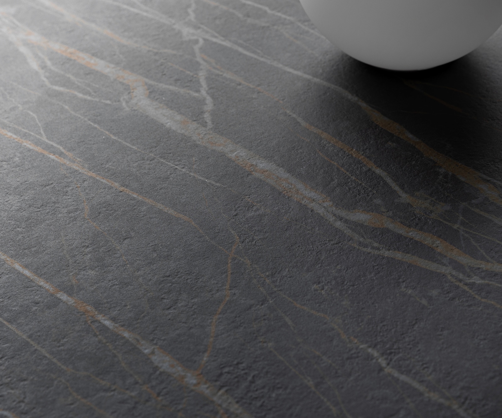 Couchtisch Edge Rund 90x90 cm Keramik Laminam® Noir Desir Braun Parabi Edelstahl gebürstet 5