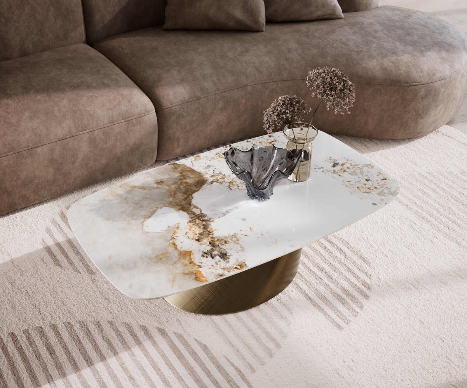 Couchtisch Edge Boot 120x70 cm Keramik Minas Melange Conis Metallic Gold 3