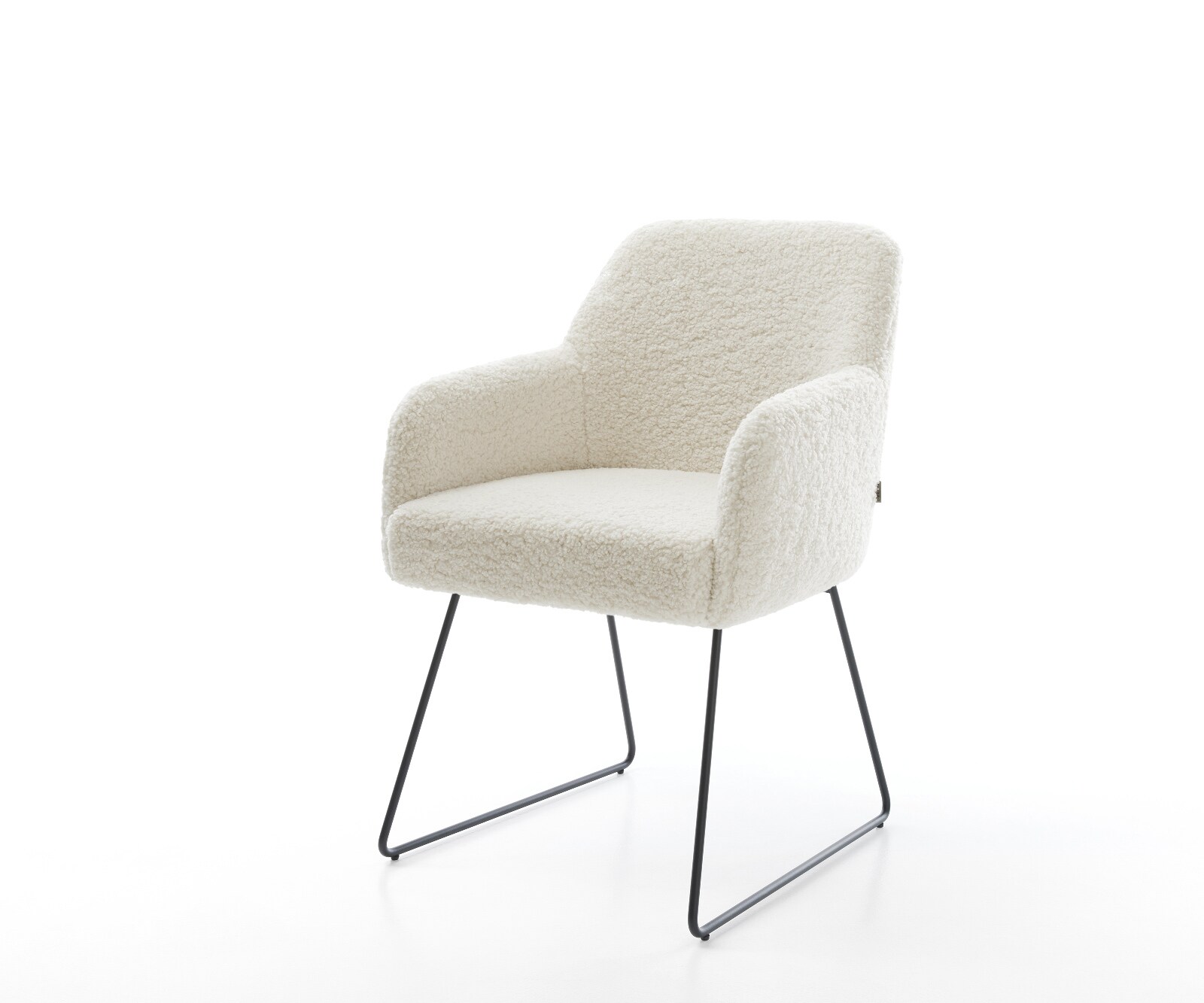 Esszimmerstuhl Greg-Flex Teddystoff Beige Kufengestell Schwarz Taschenfederkern 1