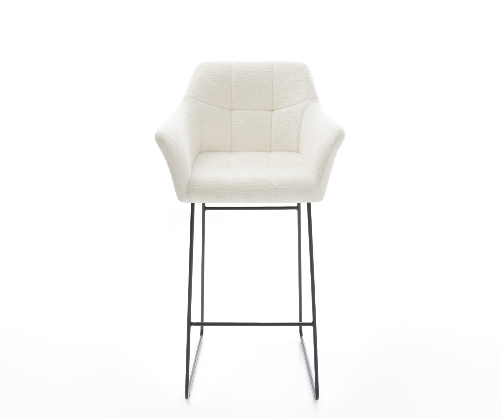 Barstuhl Yulo-Flex Bouclé Soft Beige Kufengestell Metall Schwarz 2