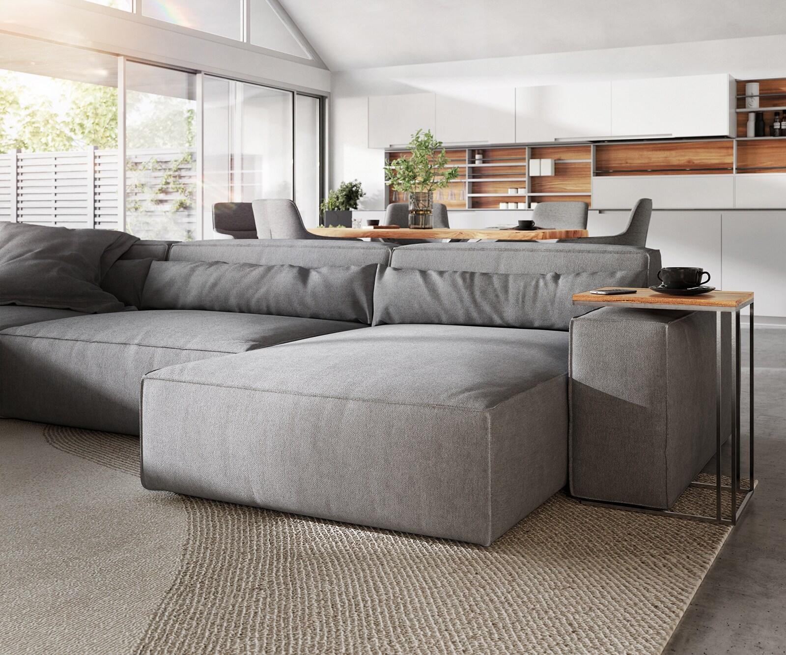 Wohnlandschaft Sirpio XL 360x260 cm Mikrofaser Grau Recamiere variabel 5