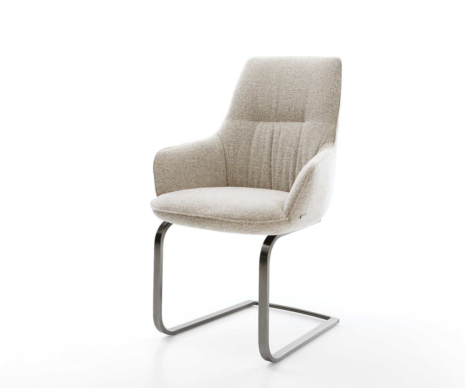 Freischwinger Zelia-Flex mit Armlehnen Webstoff Soft Beige Freischwinger flach Graphit Taschenfederkern