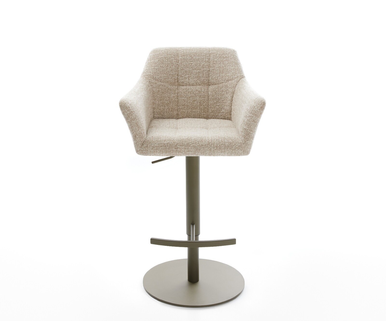 Barstuhl Yulo-Flex Webstoff Soft Beige Drehfuß höhenverstellbar Metall Titanfarben 2