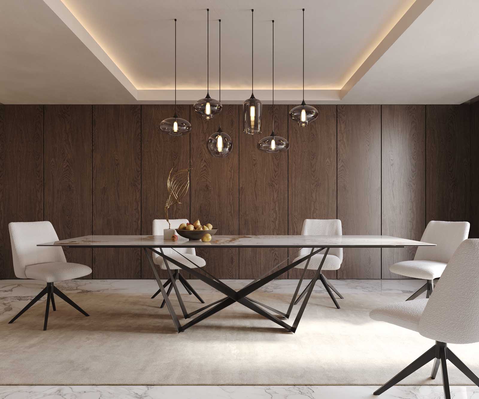 Esstisch Edge 300x100 Keramik Minas Melange Weiß-Beige Spider Flachstahl Schwarz 2 Esstisch Edge 300x100 Keramik Minas Melange Weiß-Beige Spider Flachstahl Schwarz 2