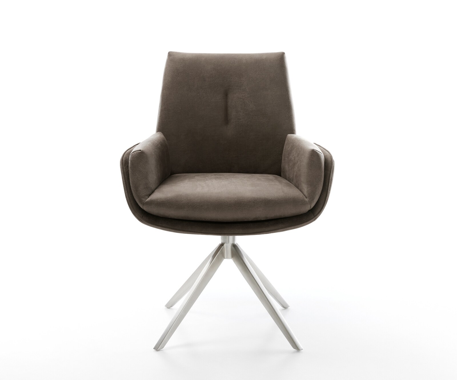Drehstuhl Clea-Flex Mikrofaser Taupe Vintage Kreuzgestell breit Edelstahl 360° drehbar Wippfunktion 2