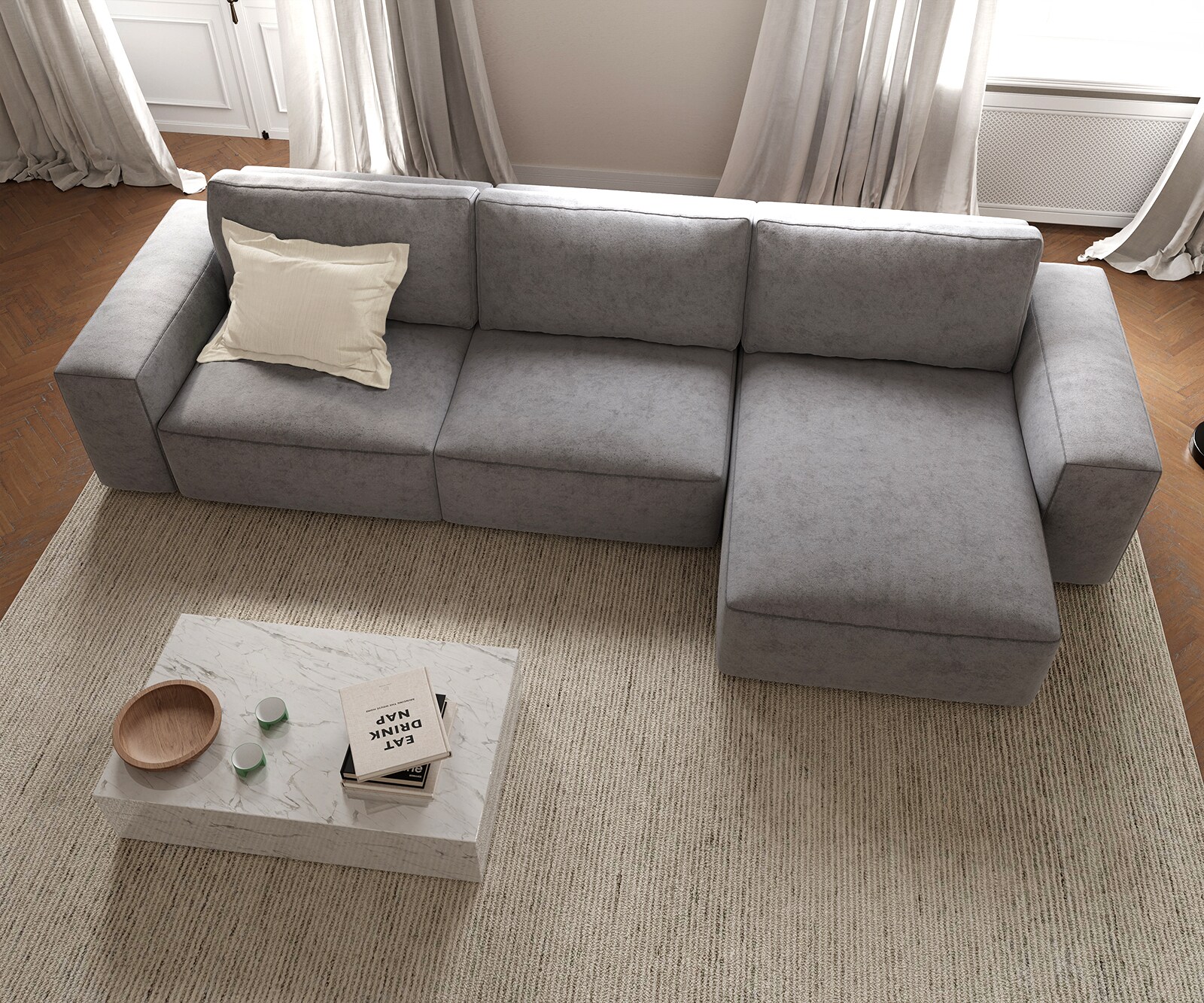 Ecksofa Lanzo L 360x160 cm Mikrofaser Grau Recamiere variabel 6