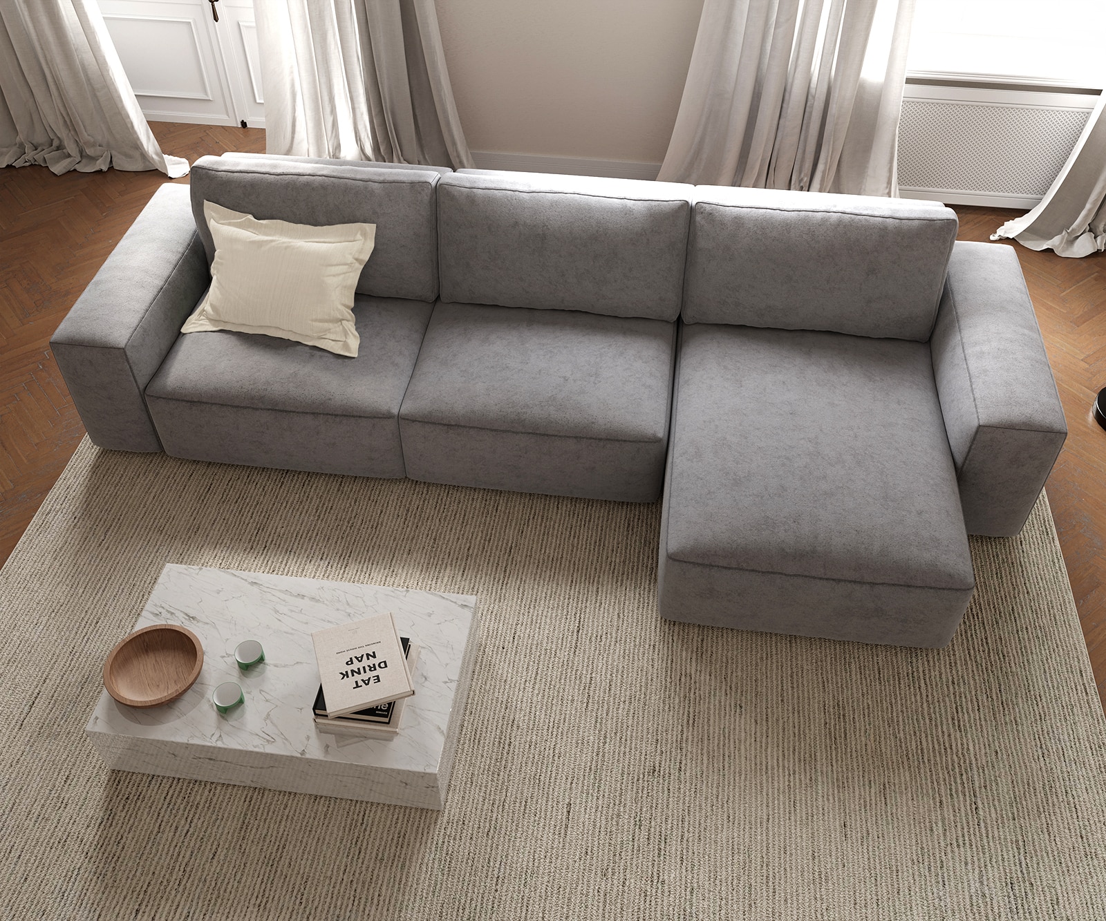 Ecksofa Lanzo L 360x160 cm Mikrofaser Grau Recamiere variabel 6