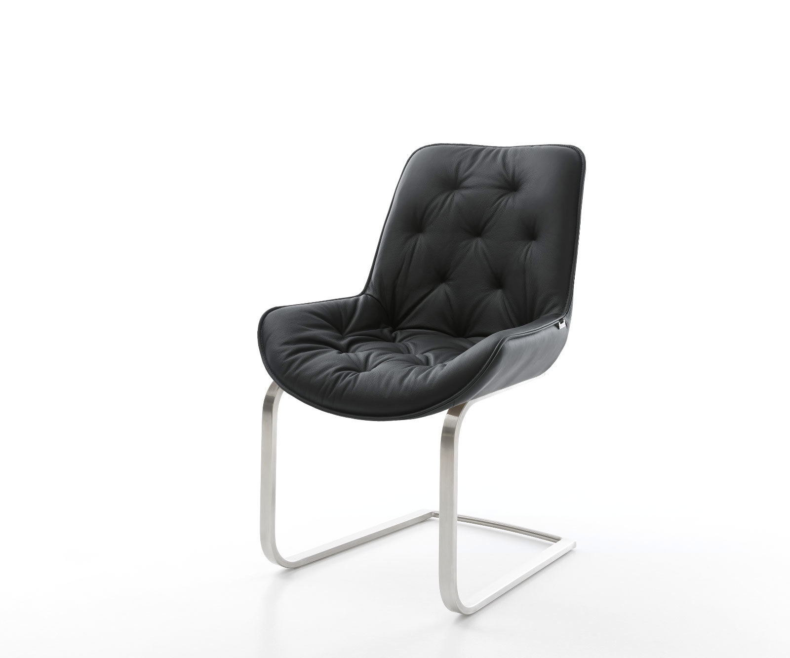 Freischwinger Taimi-Flex Echt-Leder Schwarz Freischwinger flach Edelstahl günstig online kaufen