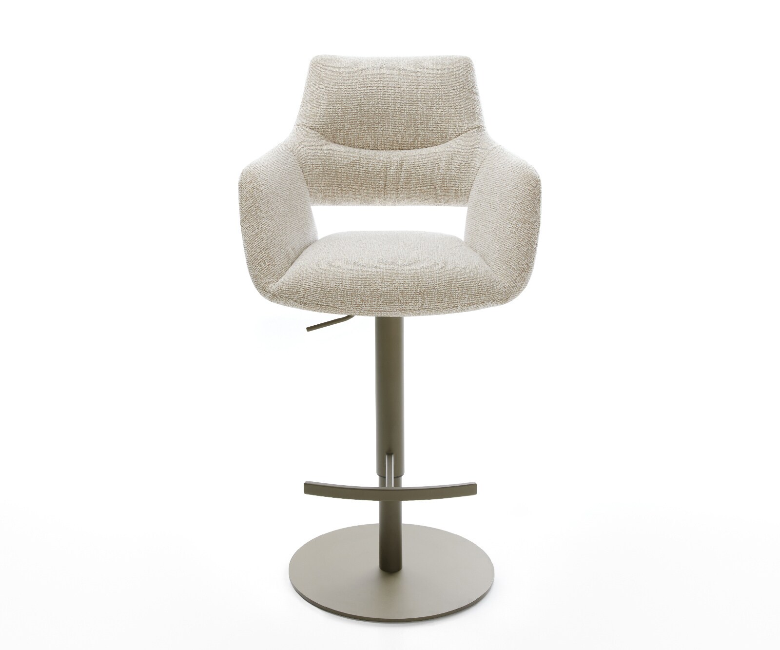 Barstuhl Yago-Flex Webstoff Soft Beige Drehfuß höhenverstellbar Metall Titanfarben Taschenfederkern 1