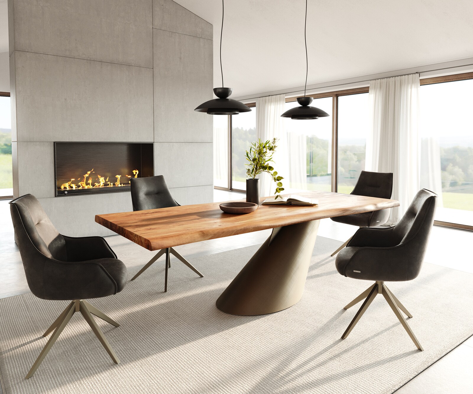 Esstisch Edge 240x100 Akazie Natur Cono Metallic Gold Live-Edge 5