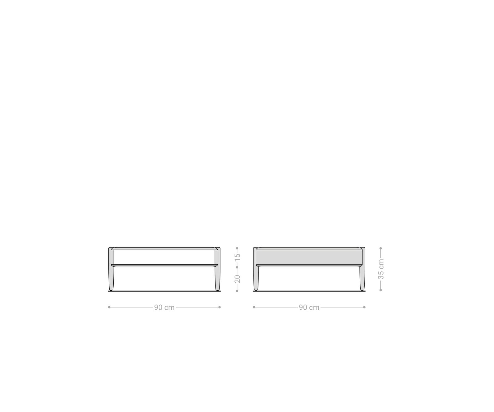 Couchtisch Simcha 90x90 cm Akazie Natur 1 Fach 8