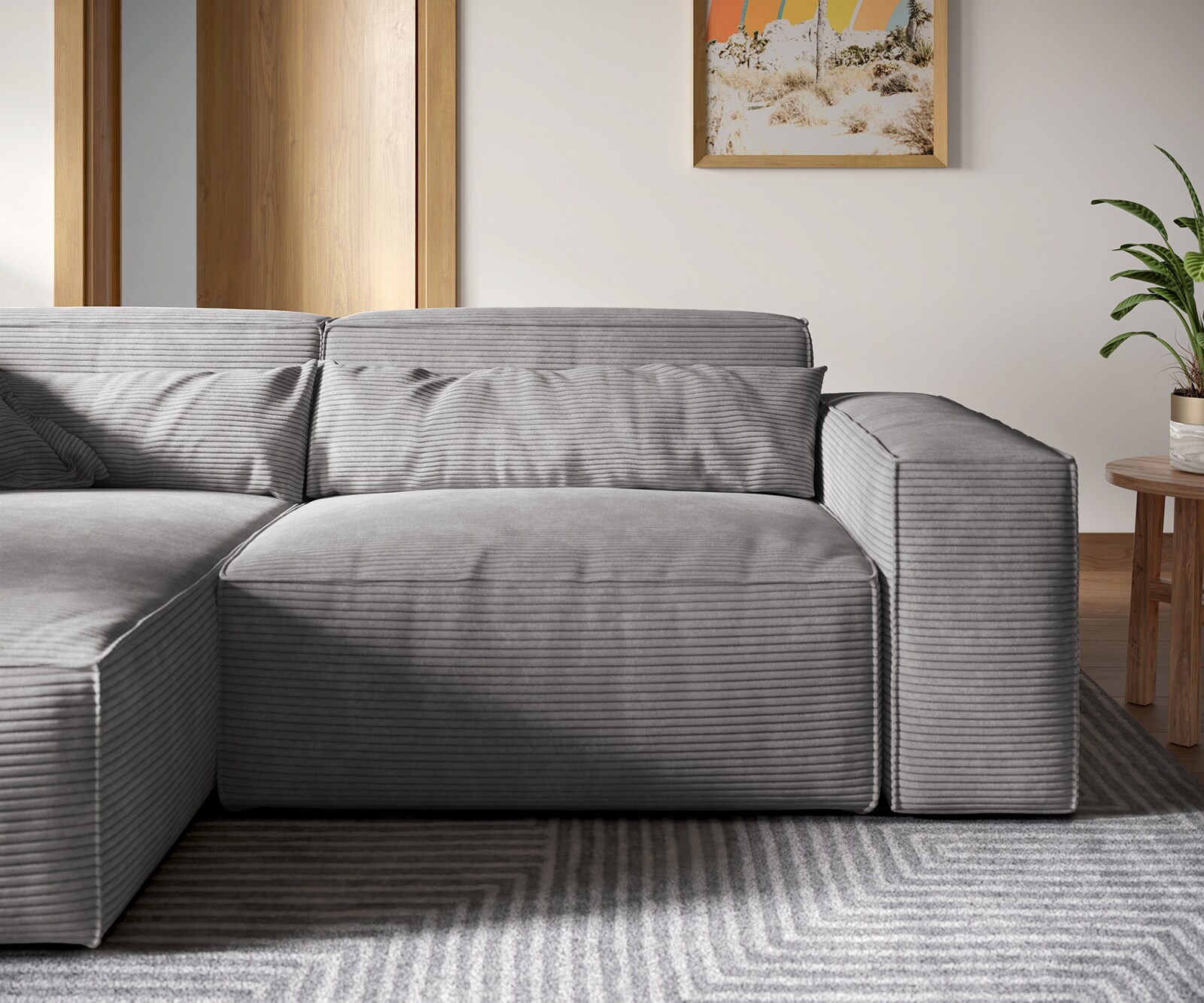 Ecksofa Sirpio XL 270x170 cm Cord Silbergrau Recamiere variabel 4
