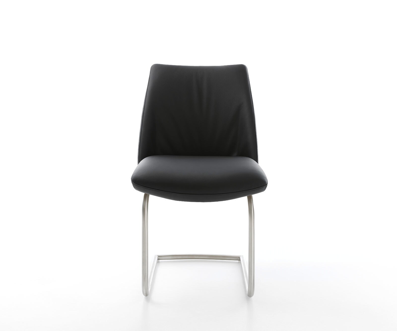 Freischwinger Elso-Flex Echt-Leder Schwarz Freischwinger rund Edelstahl Taschenfederkern 2