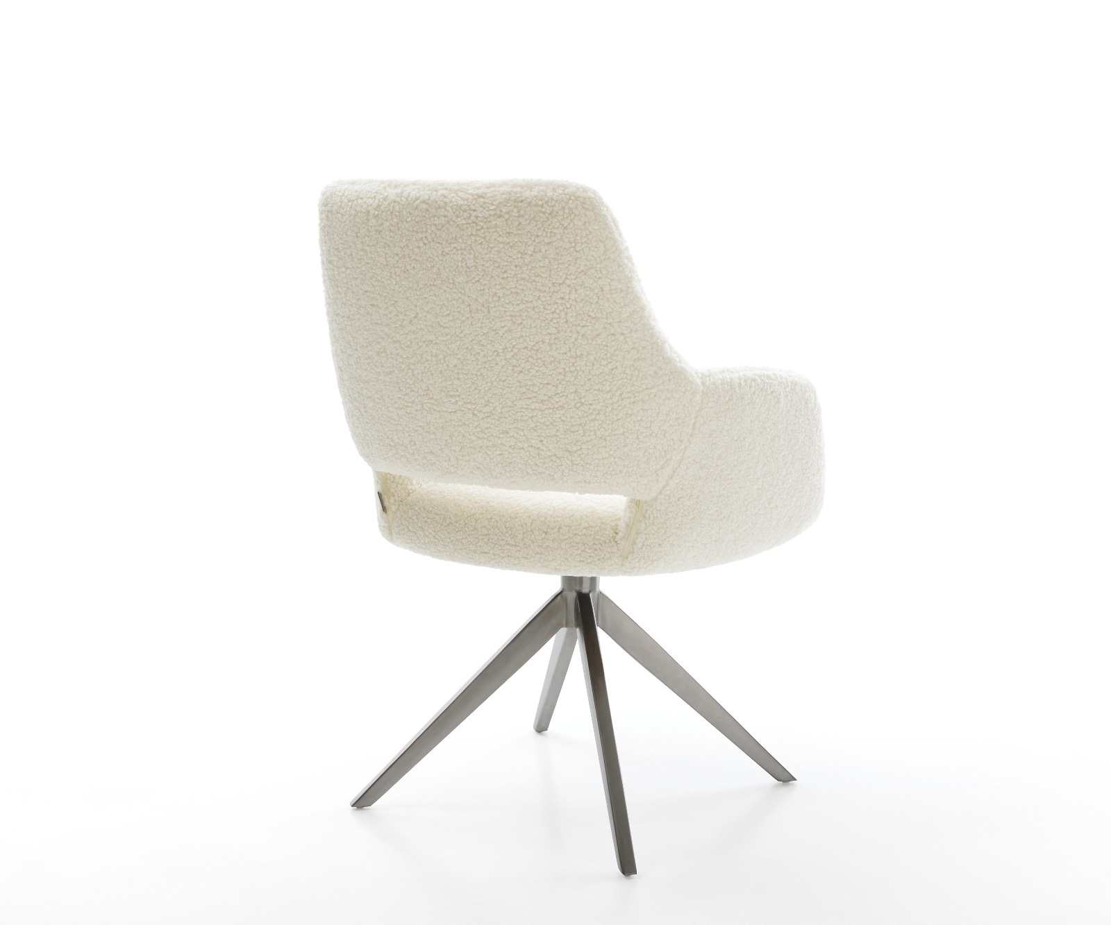 Drehstuhl Yago-Flex mit Armlehnen Teddystoff Beige Kreuzgestell breit Graphit 360° drehbar Wippfunktion Taschenfederkern 4