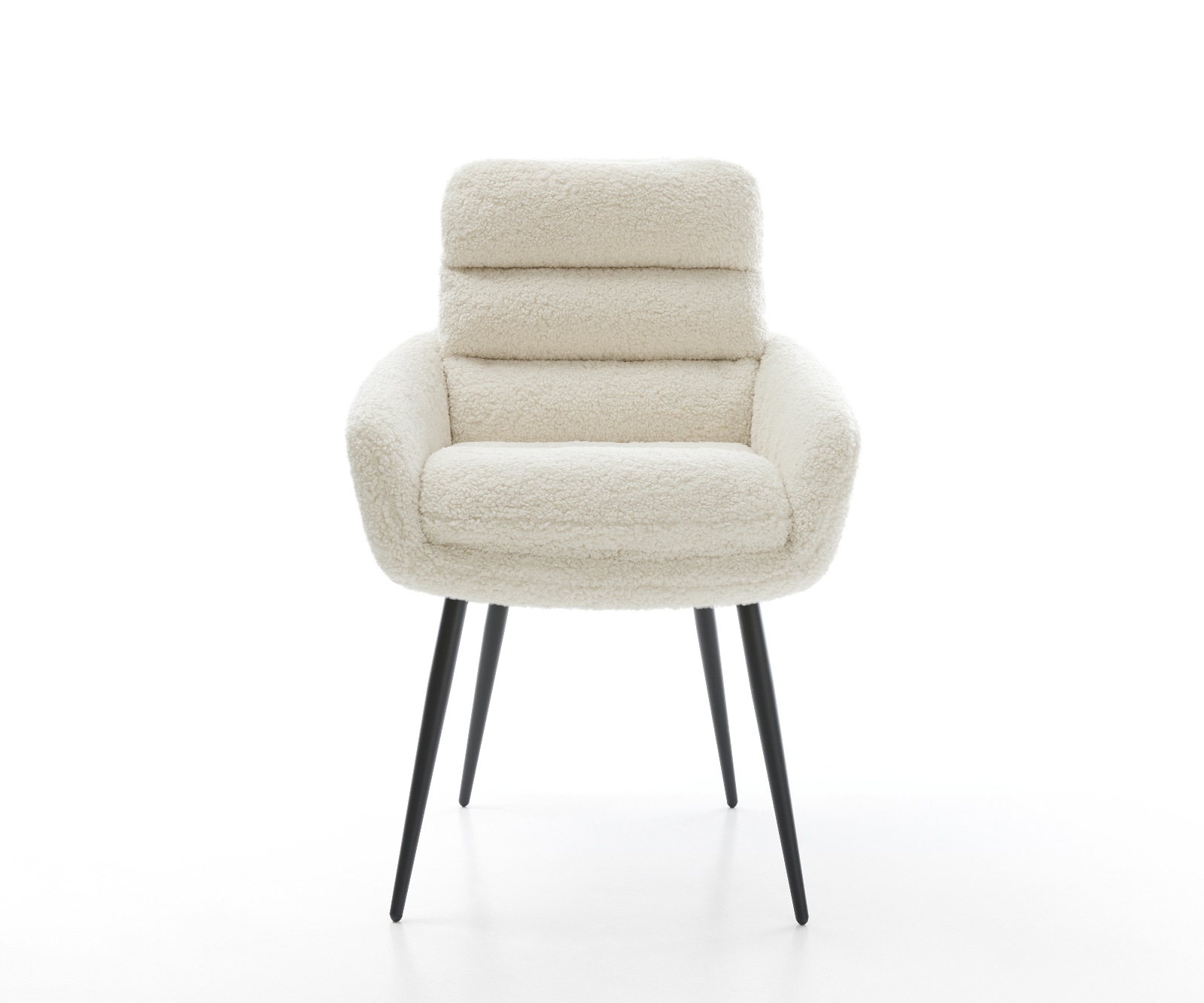 Esszimmerstuhl Abelia-Flex mit Armlehnen Teddystoff Beige 4-Fuß konisch Schwarz 1