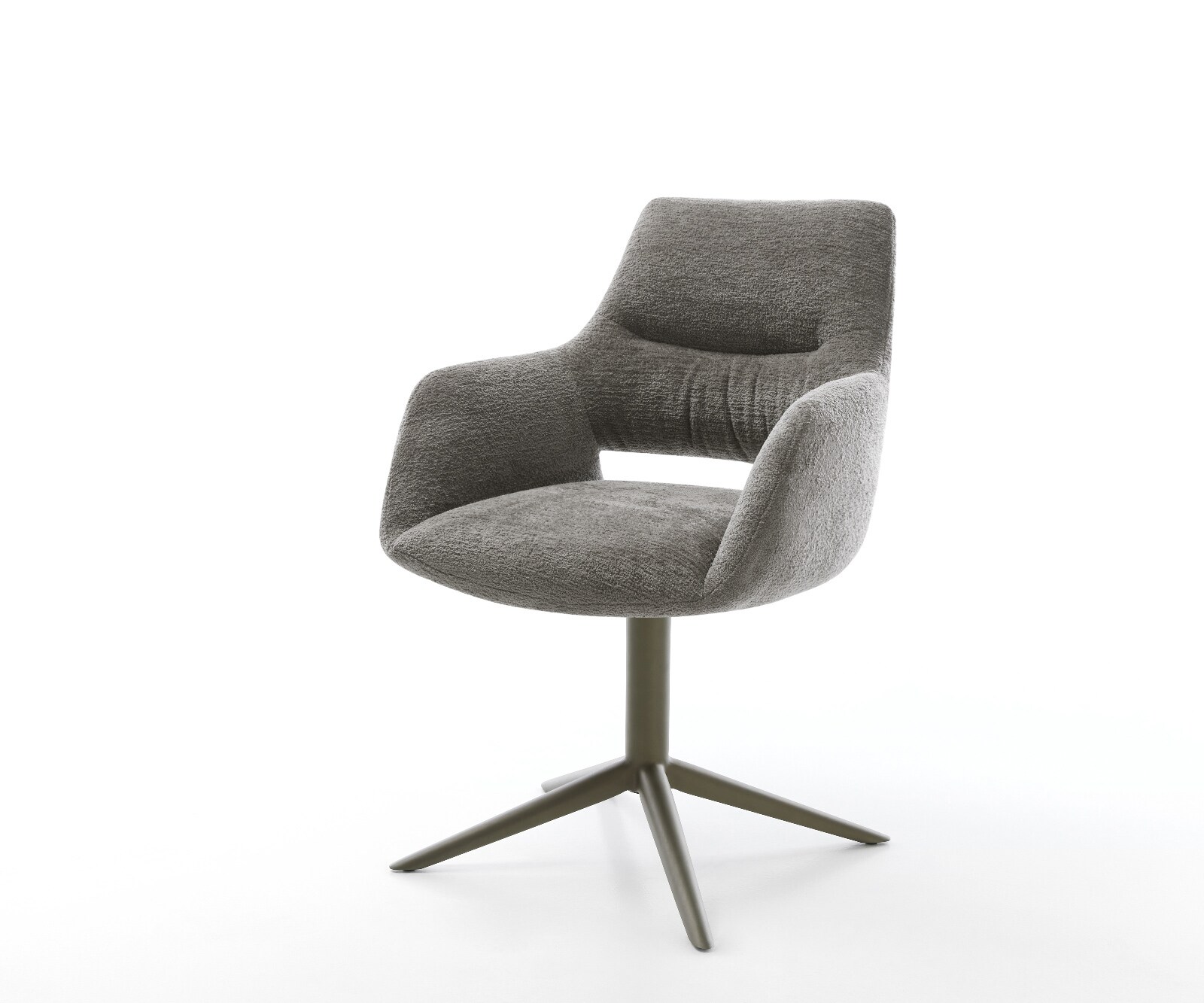 Drehstuhl Yago-Flex mit Armlehnen Bouclé Soft Schlamm Fußkreuz Effektfinish günstig online kaufen