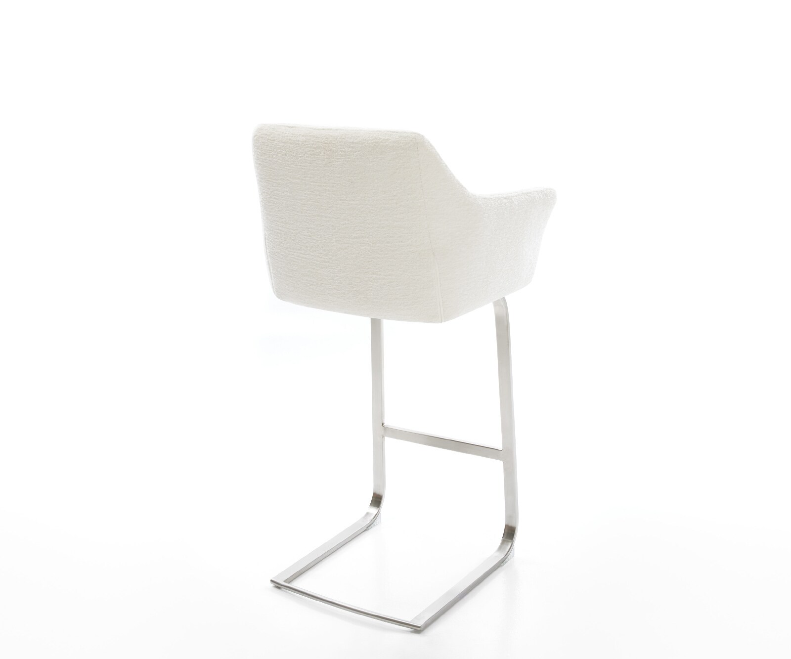 Barstuhl Yulo-Flex Bouclé Soft Beige Freischwinger Flach Edelstahl Silberfarben 5