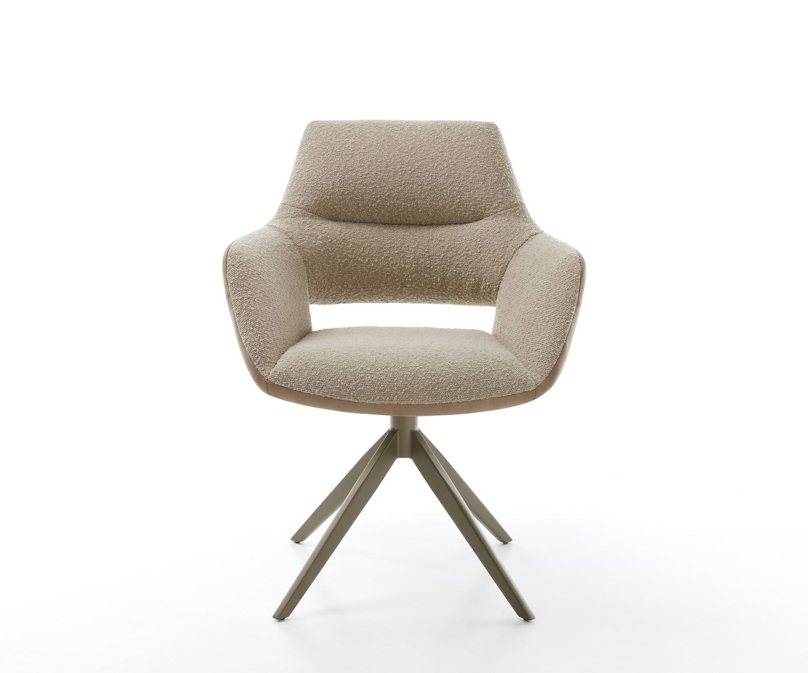 Drehstuhl Yago-Flex mit Armlehnen Materialmix Schlamm Kreuzgestell breit Effektfinish Titan 360° drehbar Wippfunktion Taschenfederkern 1