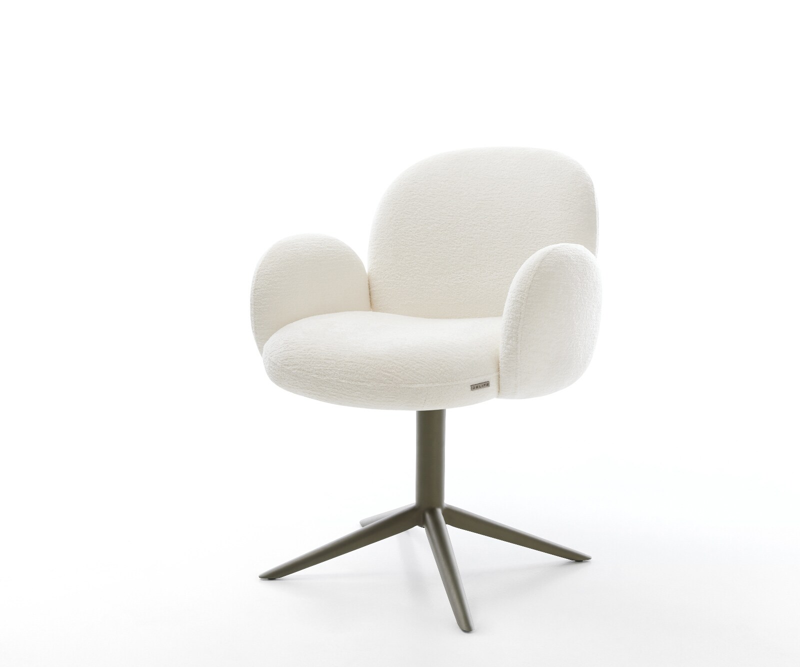 Drehstuhl Nube-Flex mit Armlehnen Bouclé Soft Beige Fußkreuz Effektfinish T günstig online kaufen