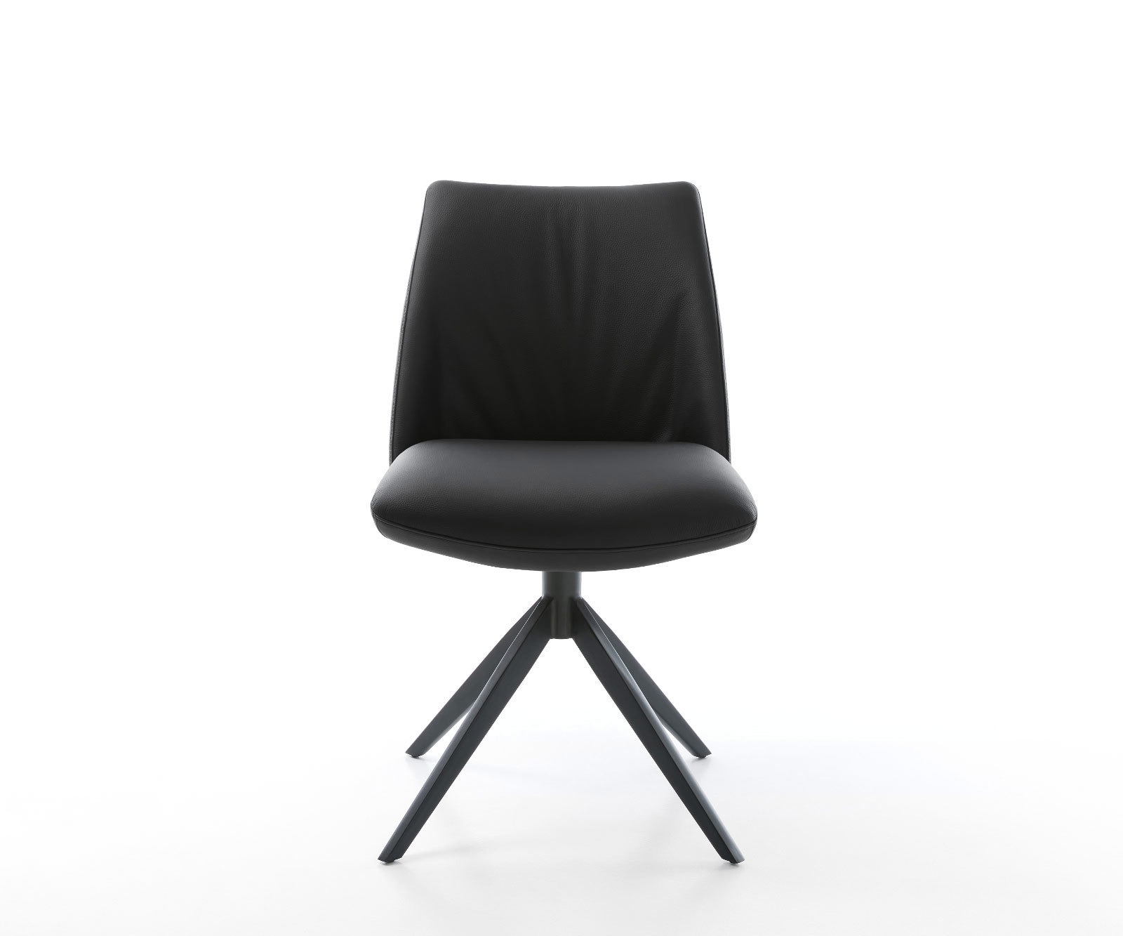 Drehstuhl Elso-Flex Echt-Leder Schwarz Kreuzgestell breit Schwarz 360° drehbar Wippfunktion Taschenfederkern 1
