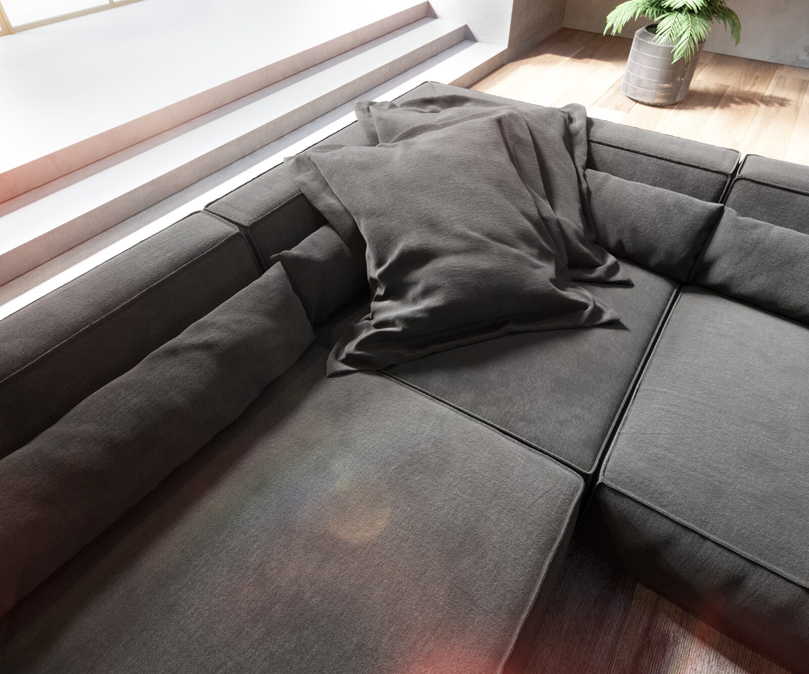 Wohnlandschaft Sirpio XL 360x260 cm Mikrofaser Schwarz Recamiere variabel 4