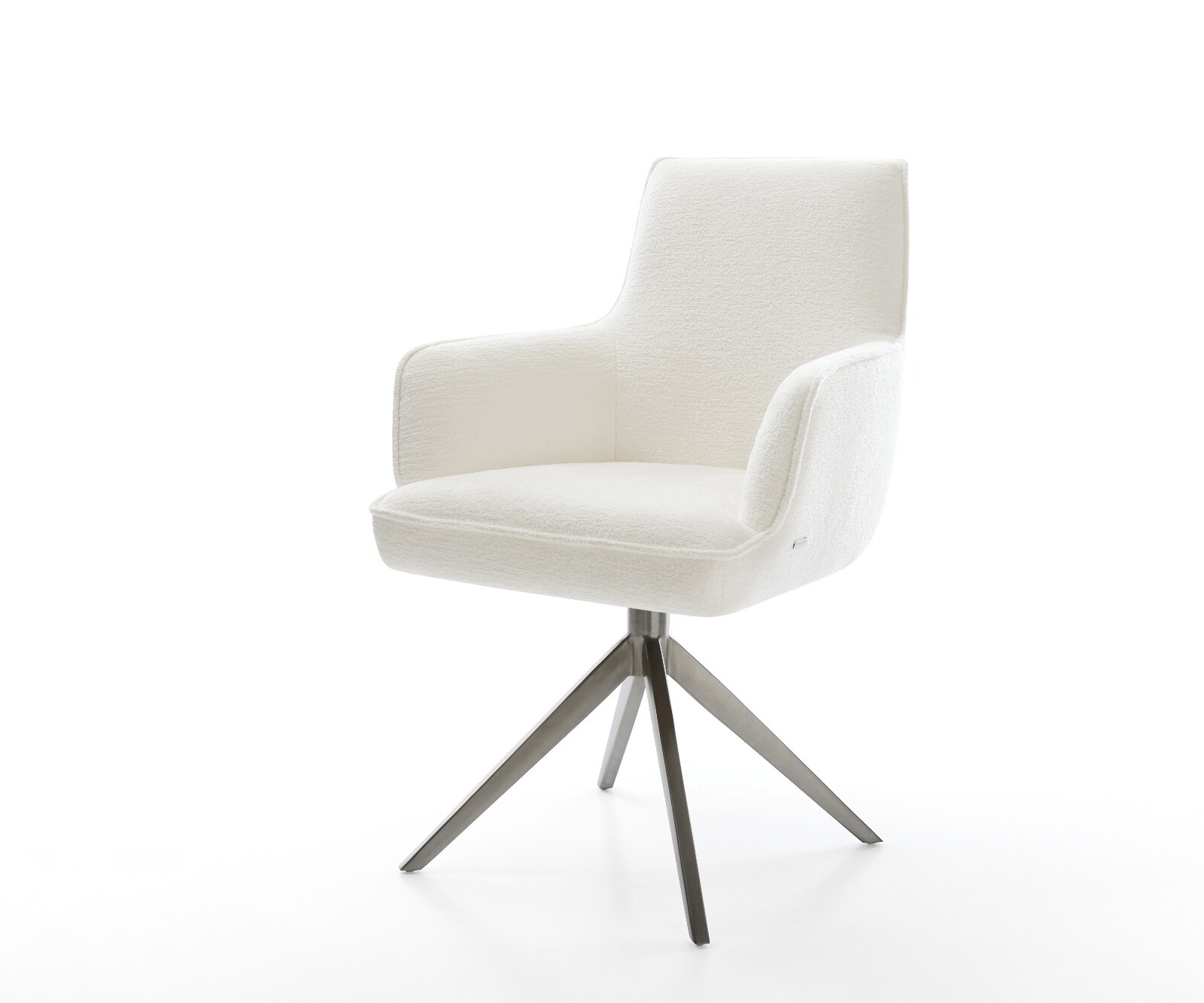 Drehstuhl Heira-Flex mit Armlehnen Bouclé Soft Beige Kreuzgestell breit Graphit 360° drehbar Wippfunktion Taschenfederkern 1