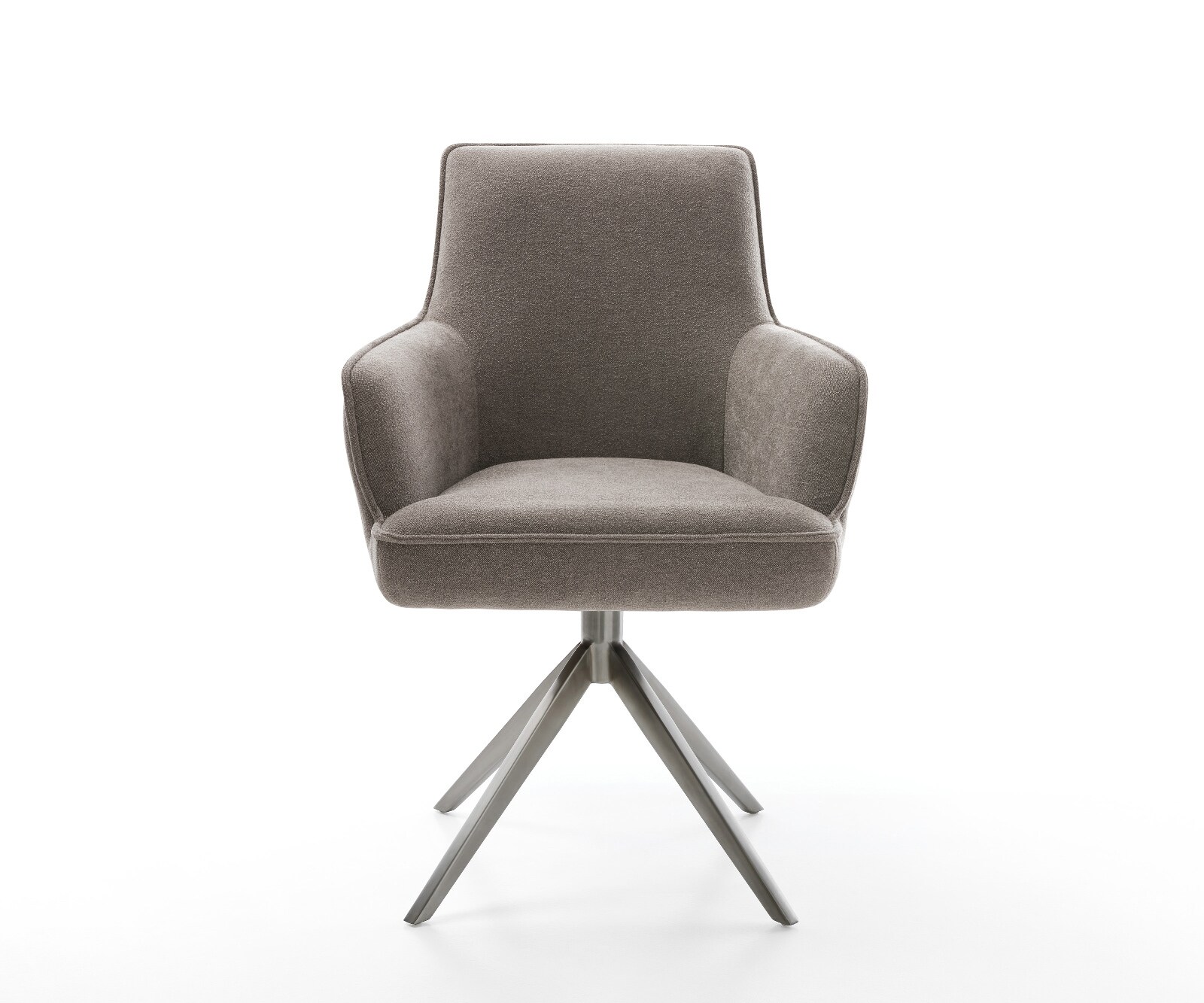 Drehstuhl Heira-Flex mit Armlehnen Strukturstoff Soft Taupe Kreuzgestell breit Graphit 360° drehbar Wippfunktion Taschenfederkern 1