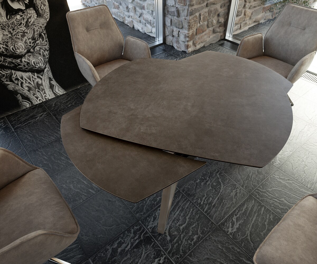 Esstisch Carlow 130/200x95 cm Keramik Braun Edelstahl ausziehbar 2