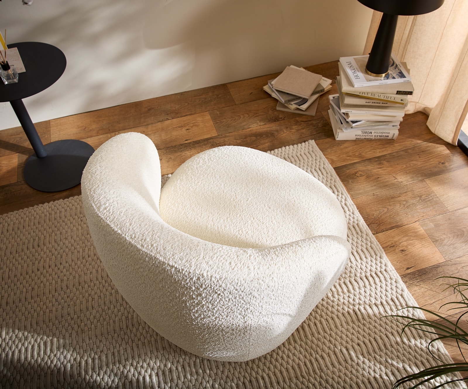 Loungesessel Pulo 80x80 cm Bouclé Weiß 3 Loungesessel Pulo 80x80 cm Bouclé Weiß 3