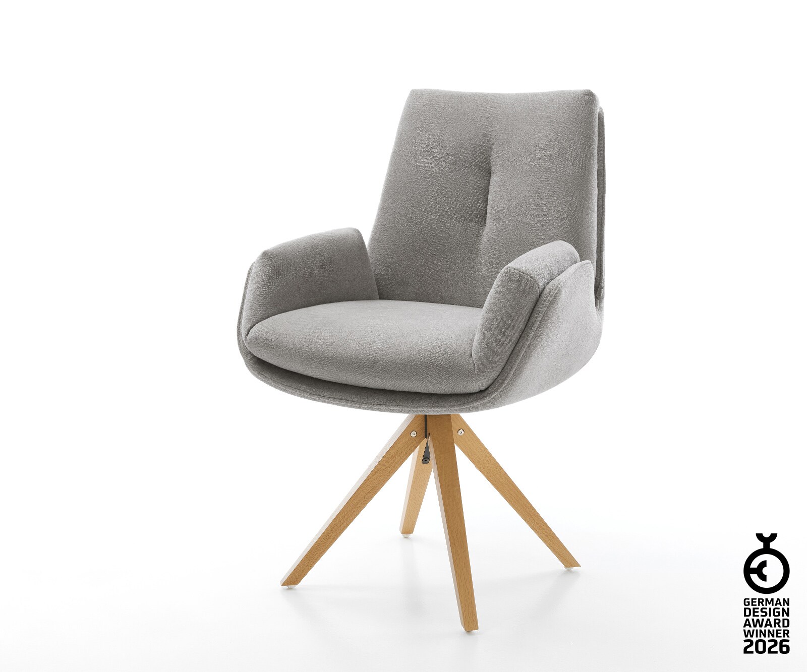 Drehstuhl Clea-Flex Strukturstoff Soft Grau Holzgestell kantig Natur 180° d günstig online kaufen