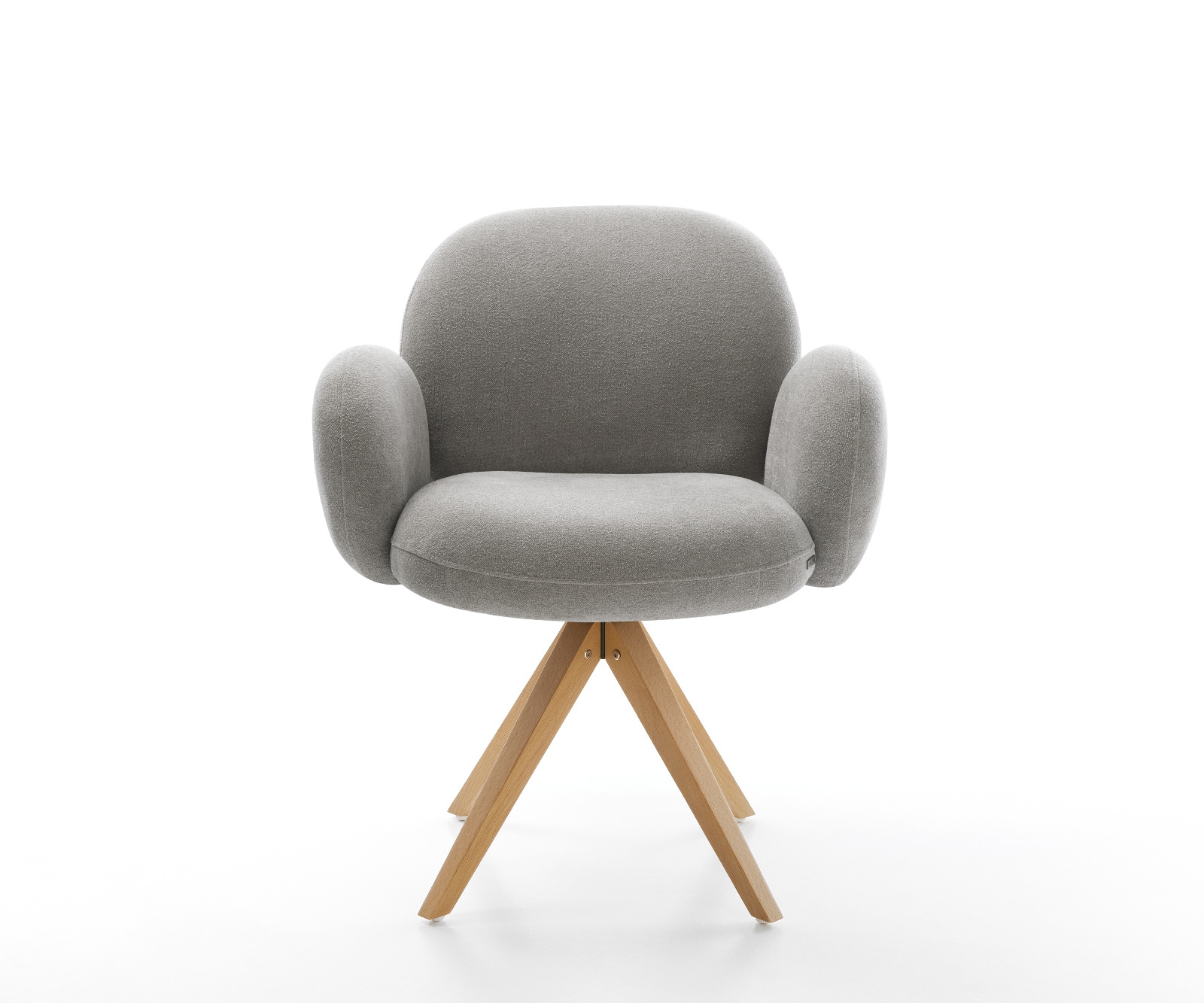 Drehstuhl Nube-Flex mit Armlehnen Strukturstoff Soft Grau Holzgestell kantig Natur 360° drehbar Taschenfederkern 1