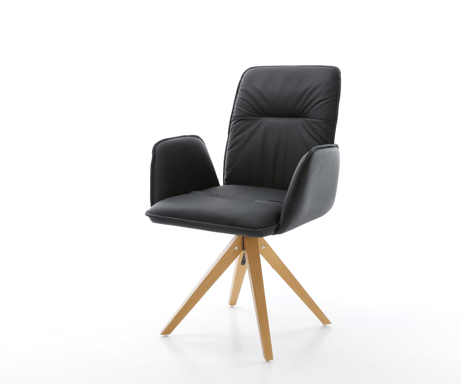 Esszimmerstuhl Vinja-Flex Echt-Leder Schwarz Holzgestell kantig Natur Esszimmerstuhl Vinja-Flex Echt-Leder Schwarz Holzgestell kantig Natur
