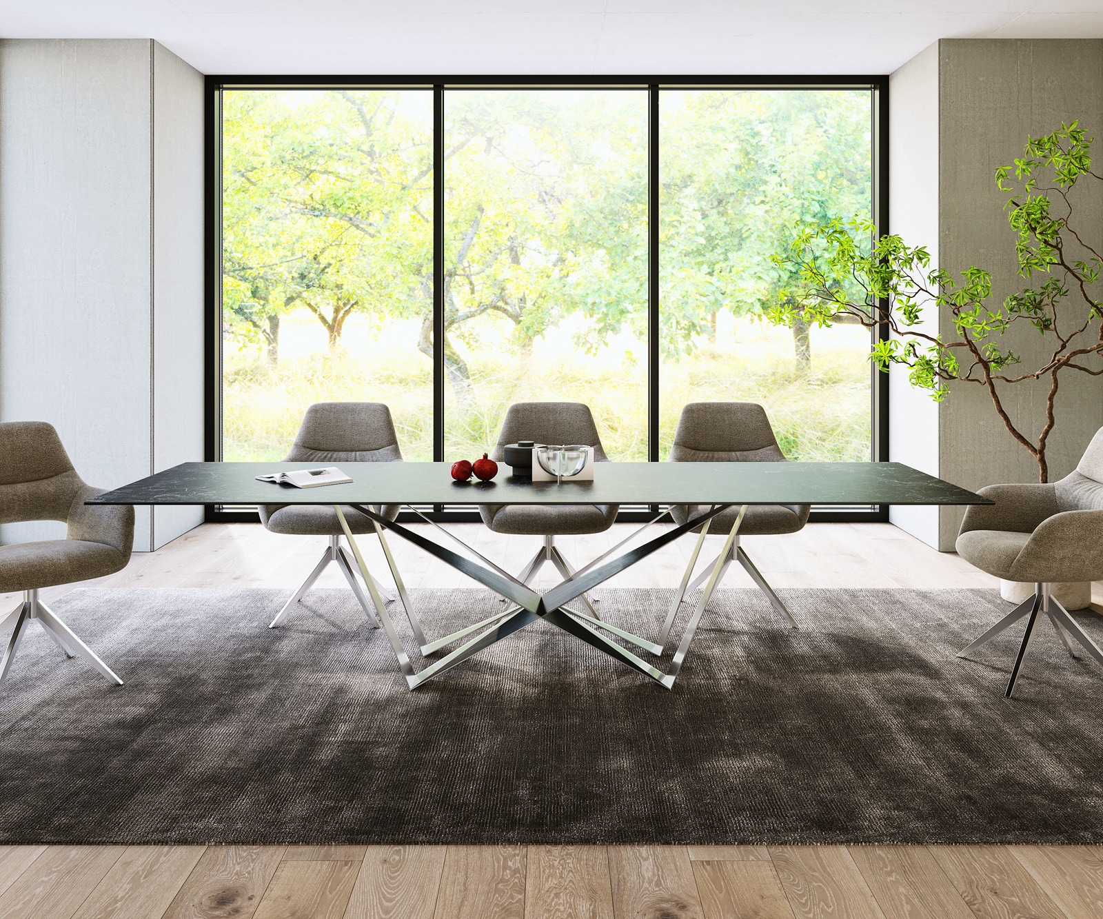 Esstisch Edge 300x100cm Keramik Laminam®Nero Greco Anthrazit Spider Flachstahl Edelstahl 1 Esstisch Edge 300x100cm Keramik Laminam®Nero Greco Anthrazit Spider Flachstahl Edelstahl 1
