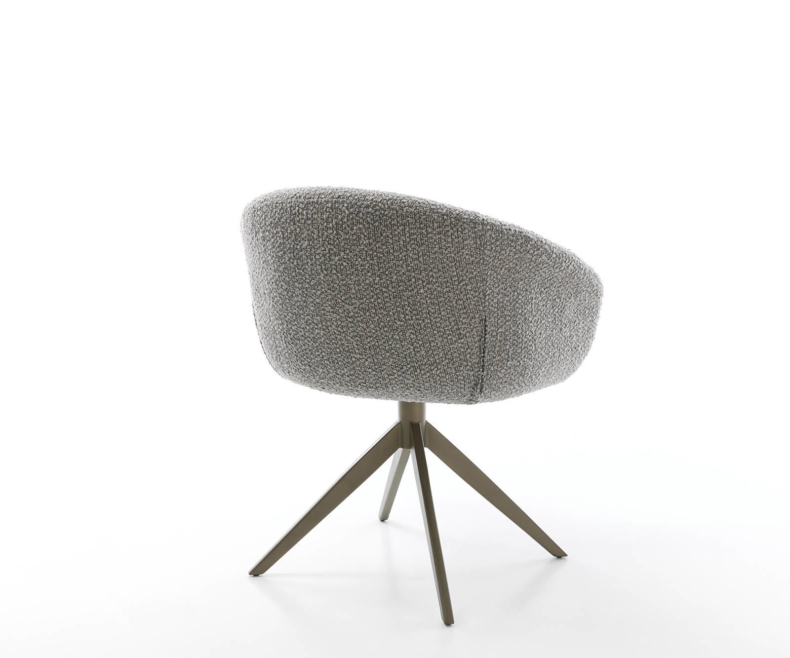 Drehstuhl Vinka-Flex mit Armlehnen Bouclé Silbergrau Kreuzgestell breit Effektfinish Titan 360° drehbar Taschenfederkern 4