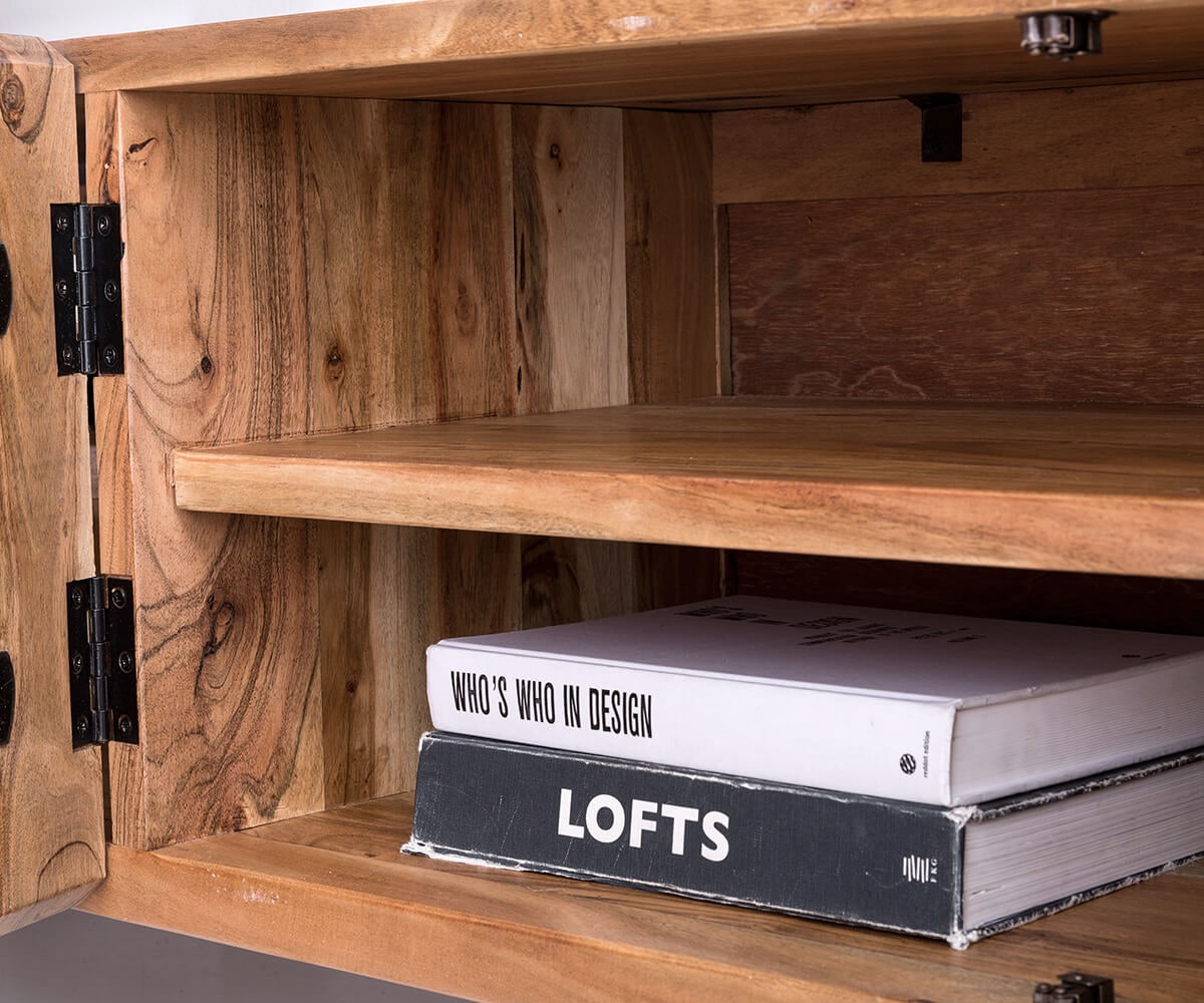 Lowboard Live-Edge 200 cm Akazie Natur 4 Türen 2 Fächer 2 Lowboard Live-Edge 200 cm Akazie Natur 4 Türen 2 Fächer 2