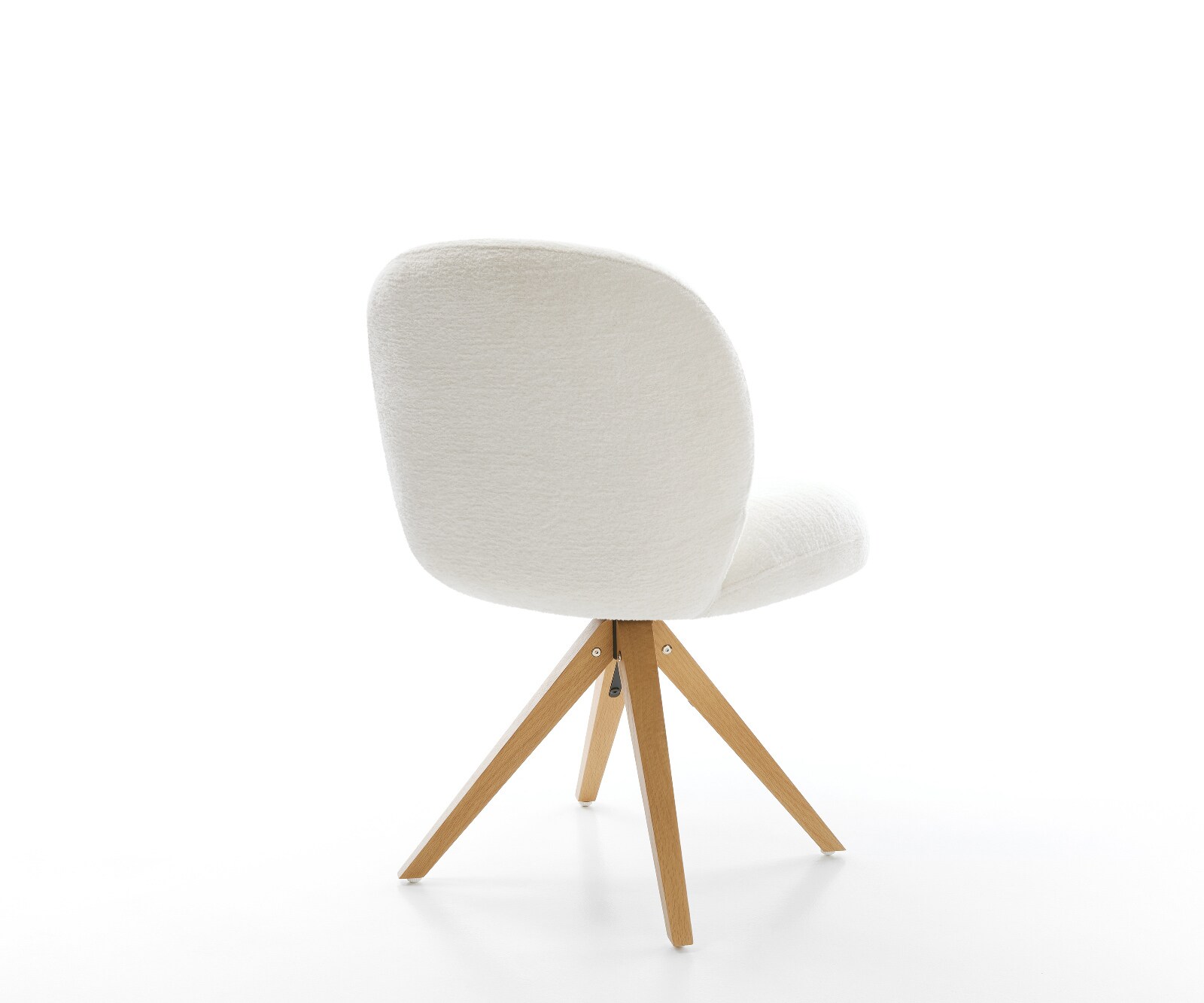 Drehstuhl Nube-Flex Bouclé Soft Beige Holzgestell kantig Natur 180° drehbar Taschenfederkern 5