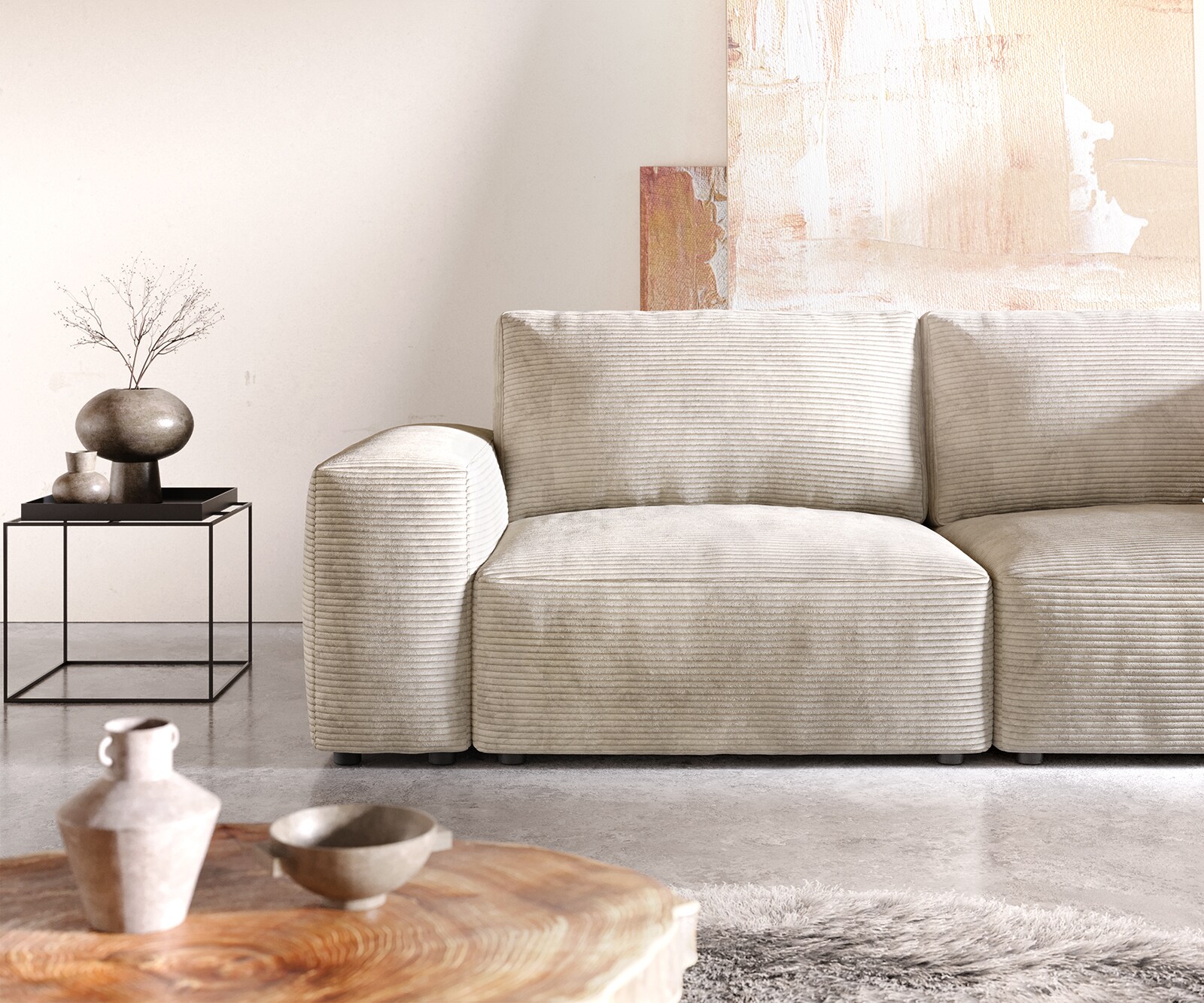 Big-Sofa Lanzo 230x95 cm Cord Beige 4