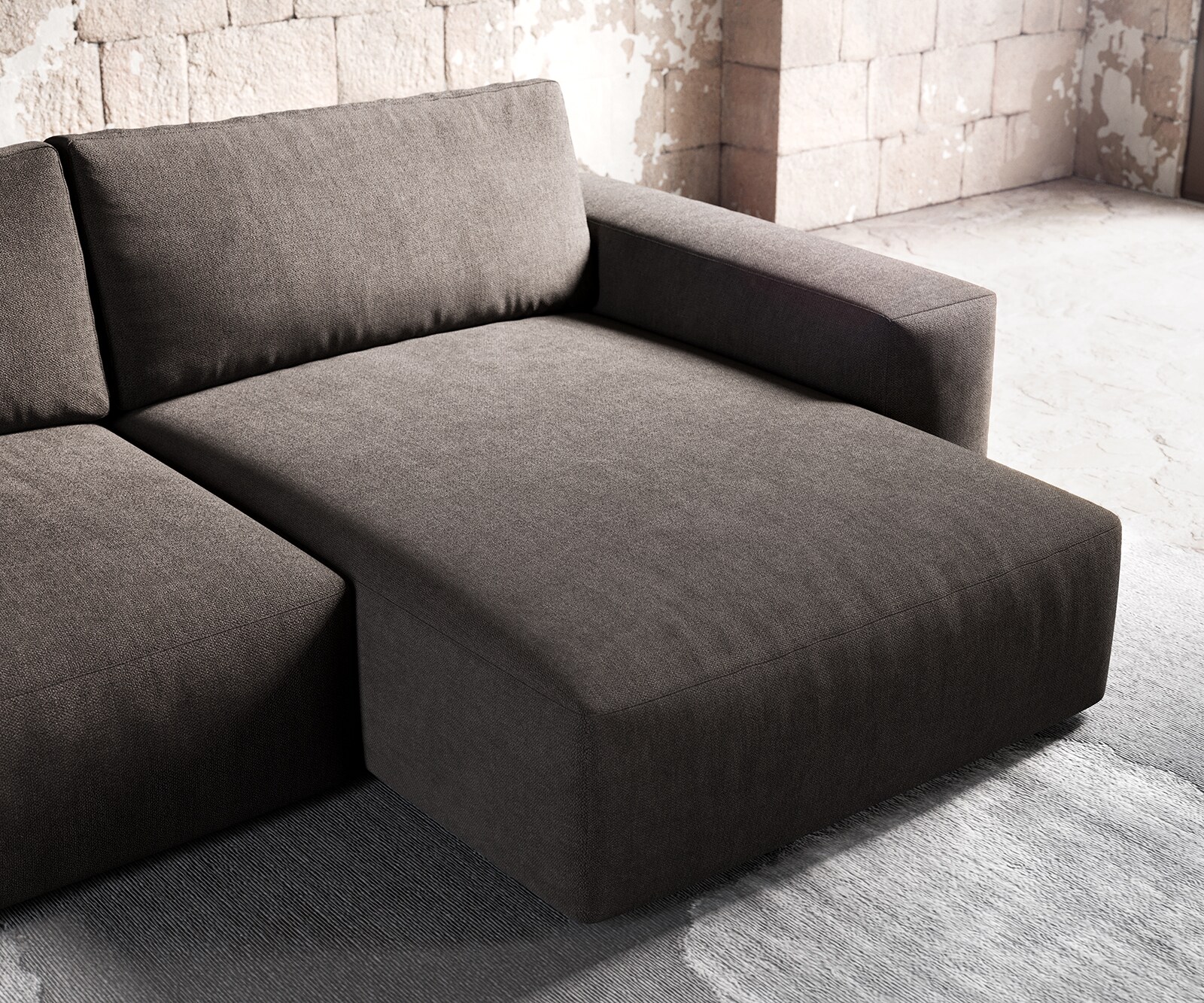 Ecksofa Lanzo XL 270x180 cm Mikrofaser Khakibraun Recamiere variabel 5