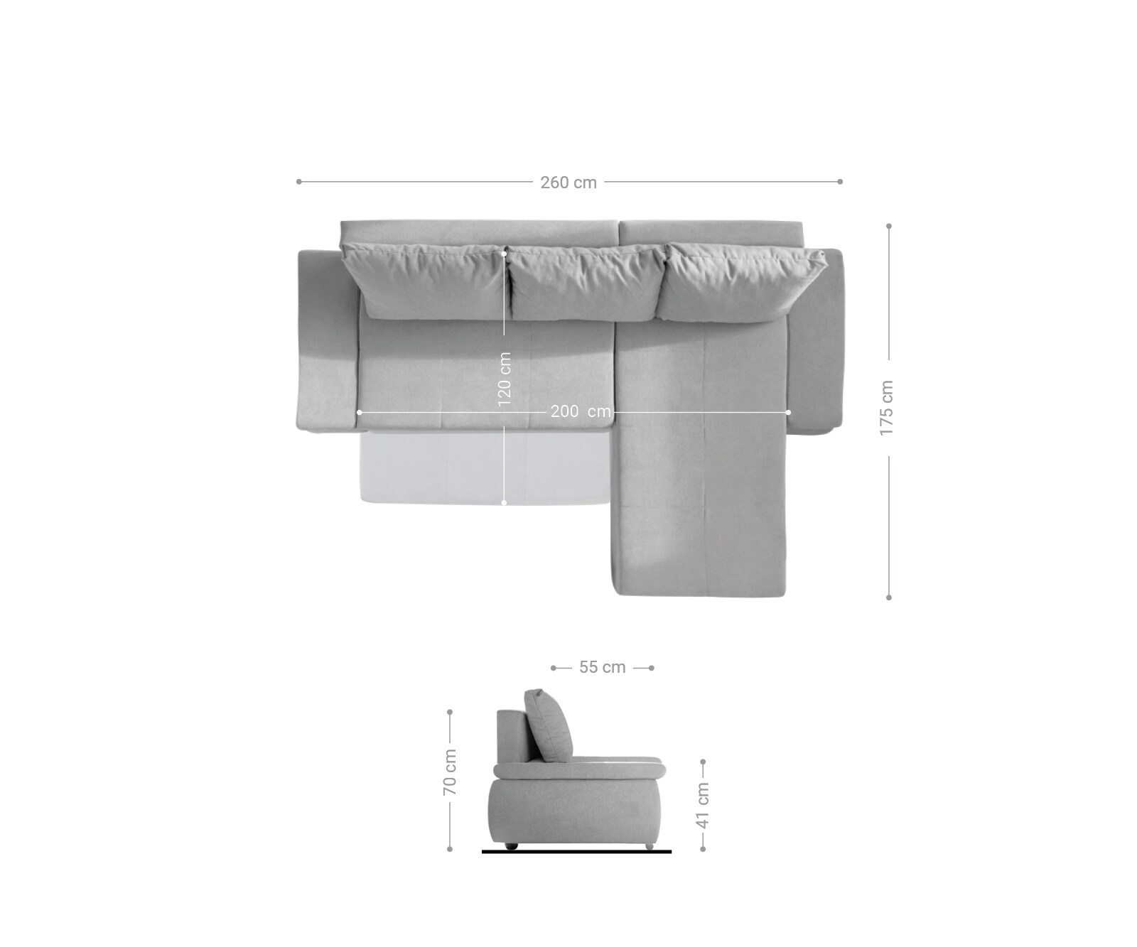 Ecksofa Abilene 260x175 cm Braun Ottomane variabel mit Schlaffunktion 6