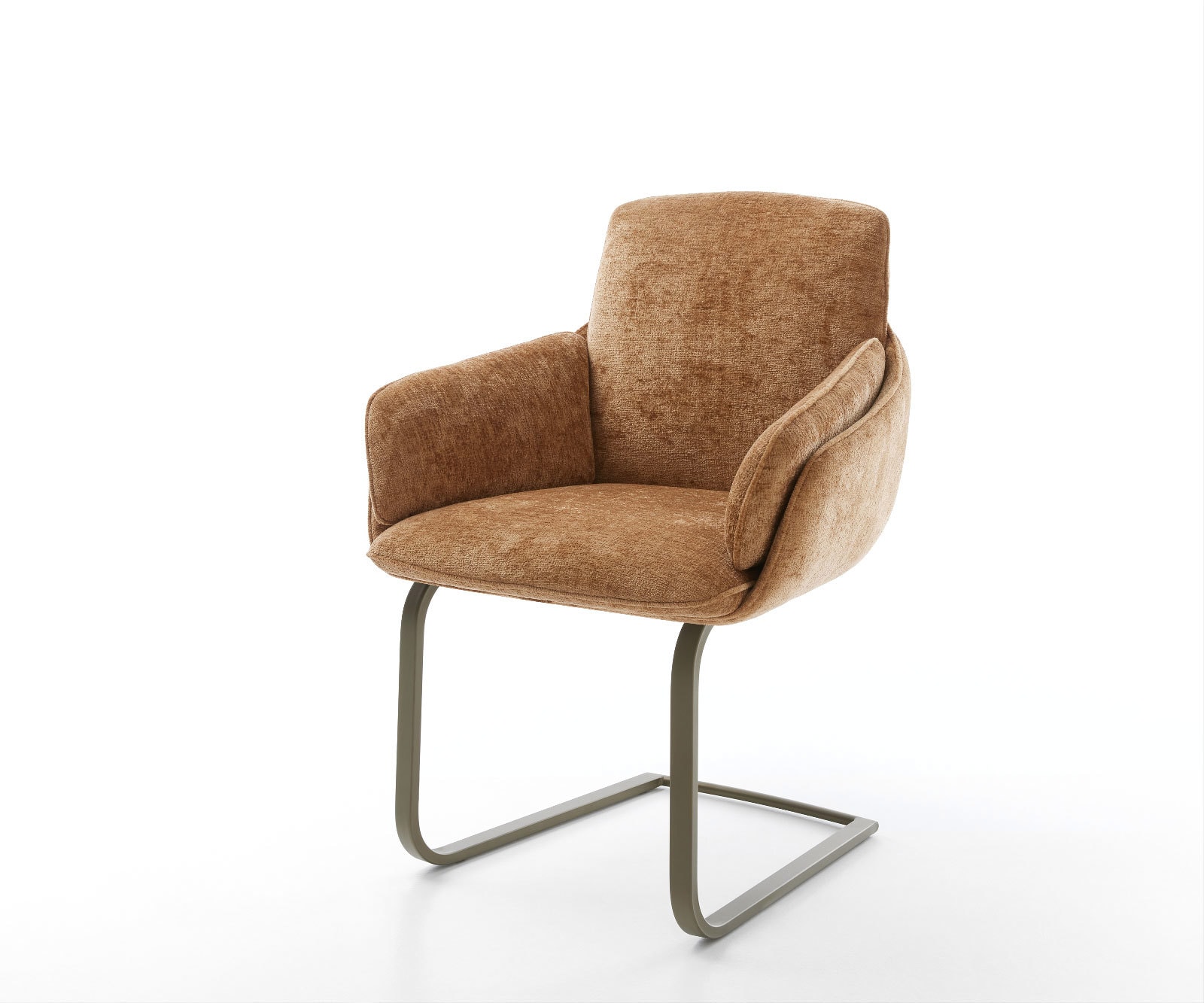 Freischwinger Luan-Flex mit Armlehnen Chenille Rost Freischwinger flach Effektfinish Titan