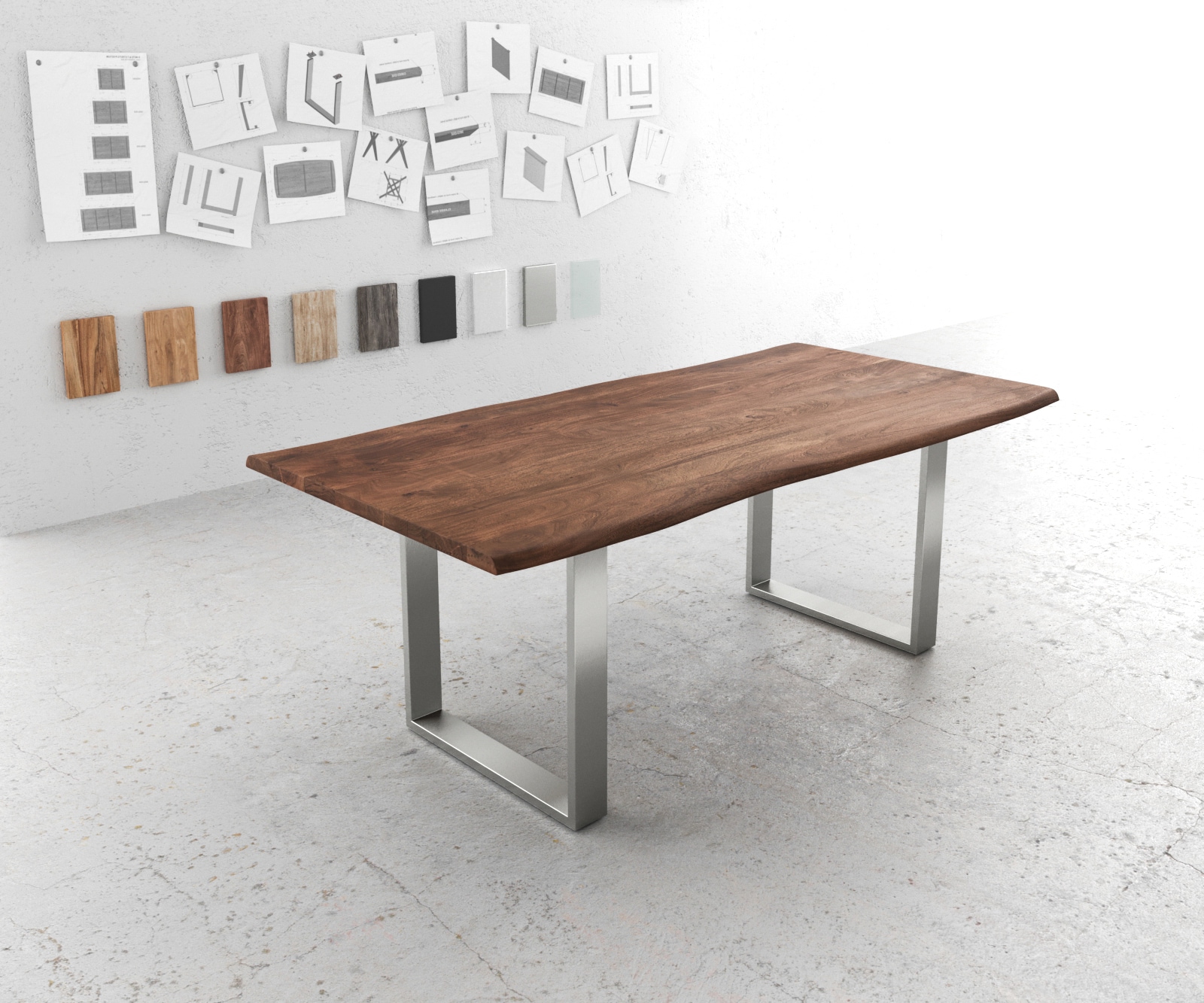 DELIFE Esstisch Edge, Akazie Braun 200x100 günstig online kaufen