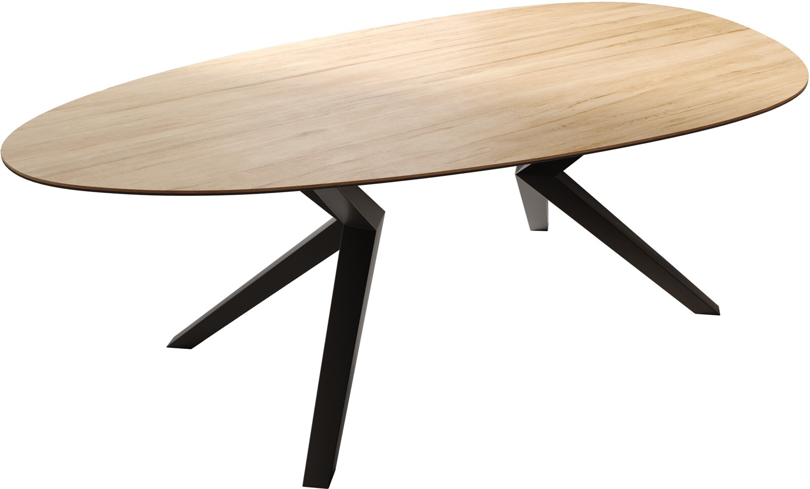 Esstisch Edge Oval 220x120 Keramik Laminam® Sabbia Eichefarbig Zenthara kantig Metall Schwarz 1