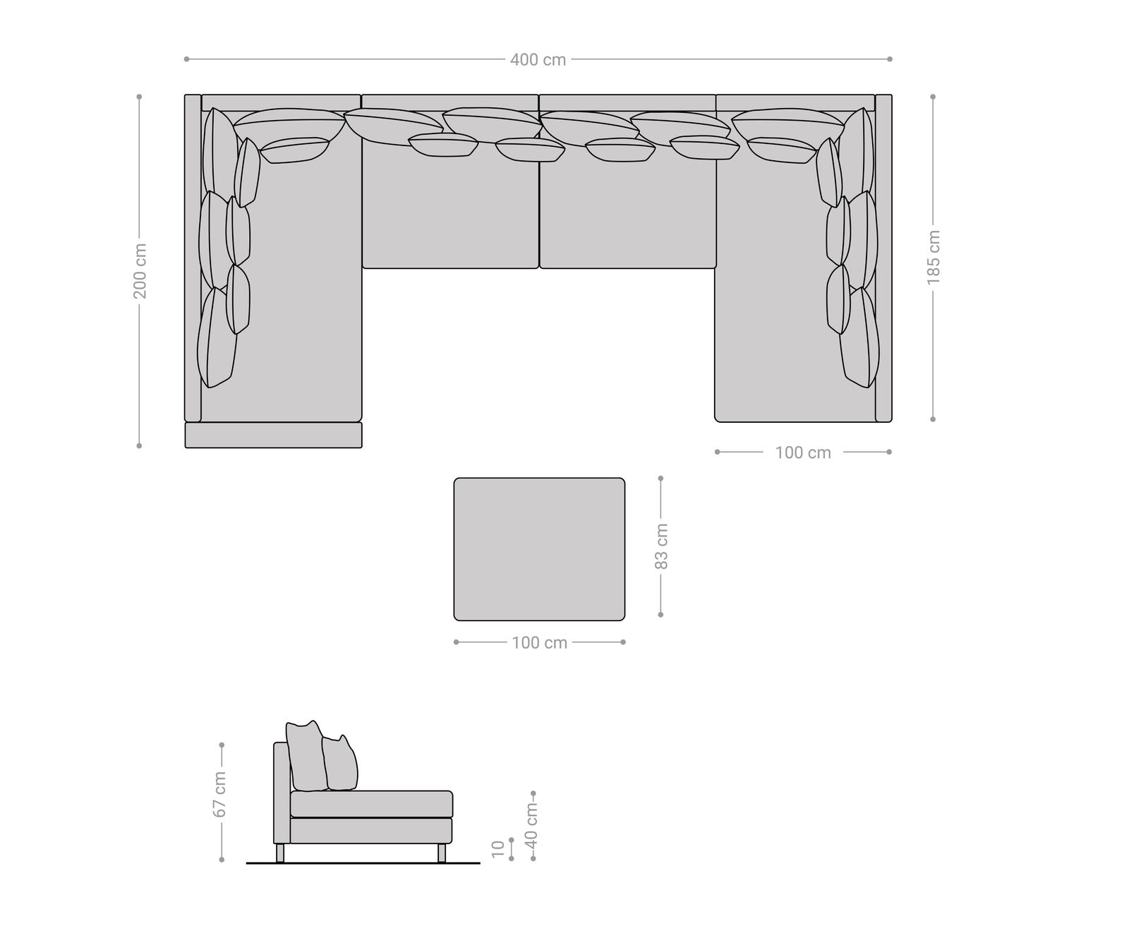 Wohnlandschaft Clovis XL modular Braun Antik Optik Hocker Armlehne 7