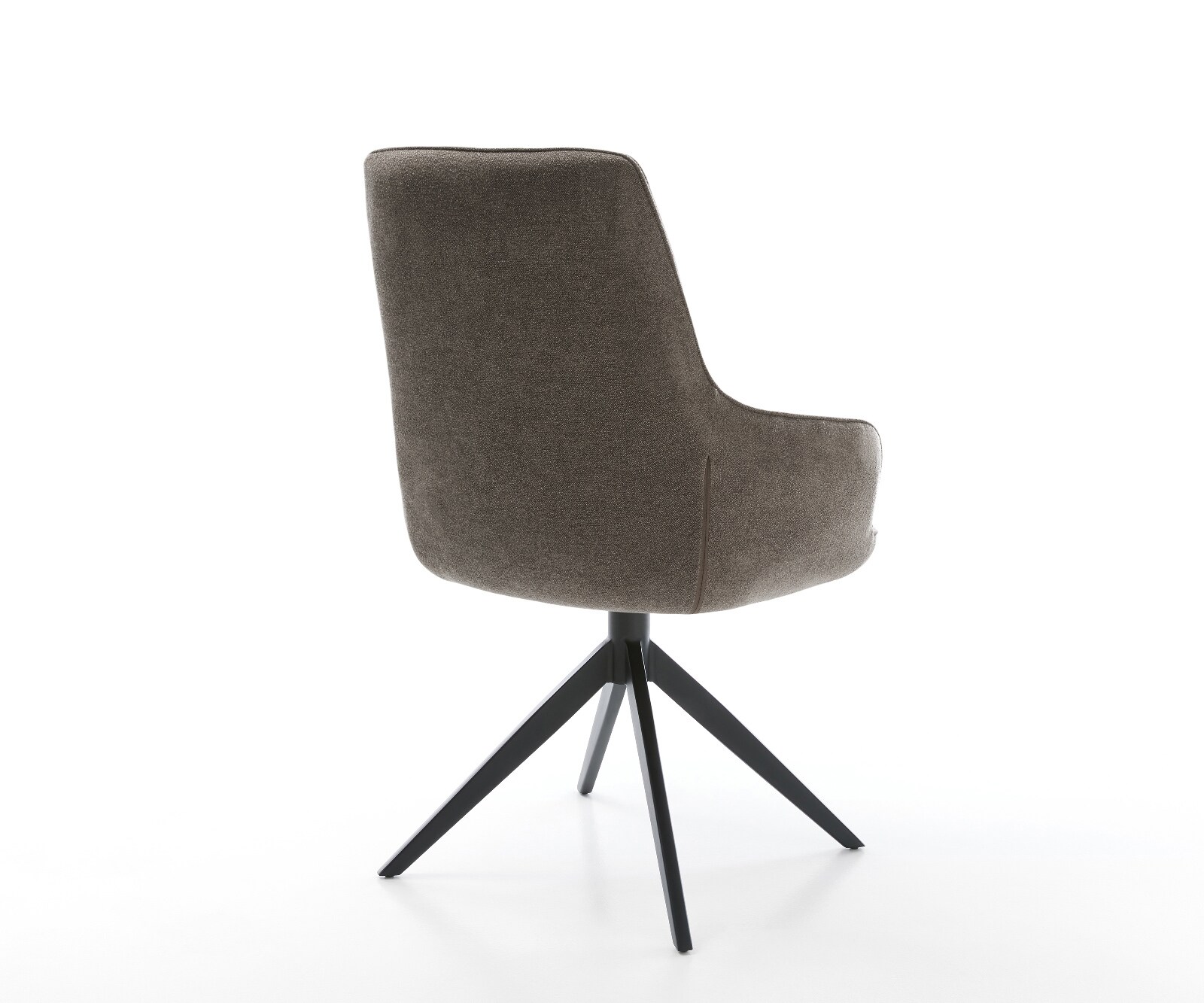 Drehstuhl Zelia-Flex mit Armlehnen Strukturstoff Soft Taupe Kreuzgestell breit Schwarz 360° drehbar Wippfunktion Taschenfederkern 4