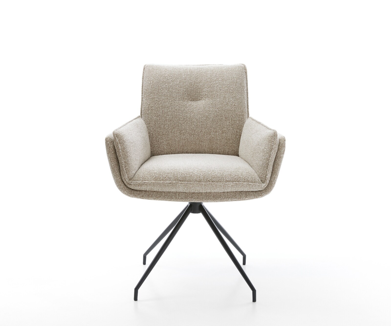 Esszimmerstuhl Nela-Flex Webstoff Soft Beige Kreuzgestell konisch Schwarz 1