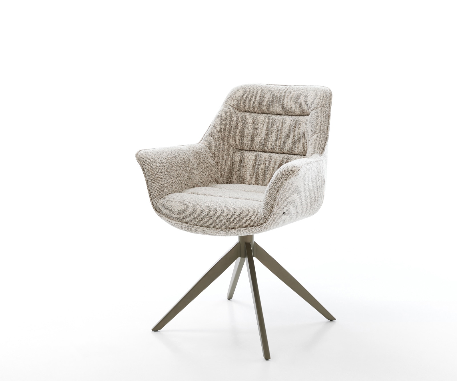 Drehstuhl Kaira-Flex Webstoff Soft Beige Kreuzgestell breit Effektfinish Titan 360° drehbar Wippfunktion