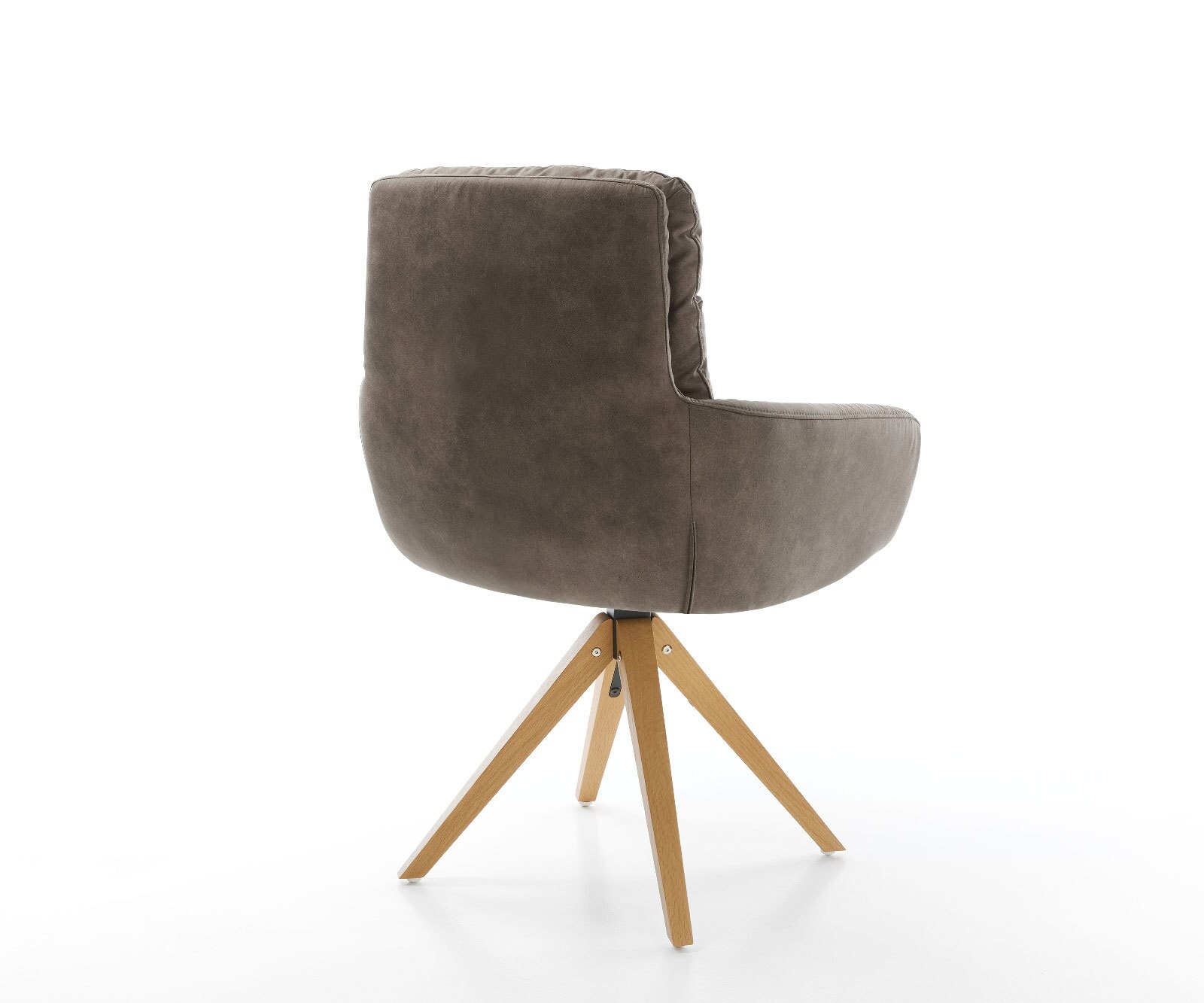 Esszimmerstuhl Abelia-Flex mit Armlehnen Mikrofaser Taupe Vintage Holzgestell kantig Natur 4