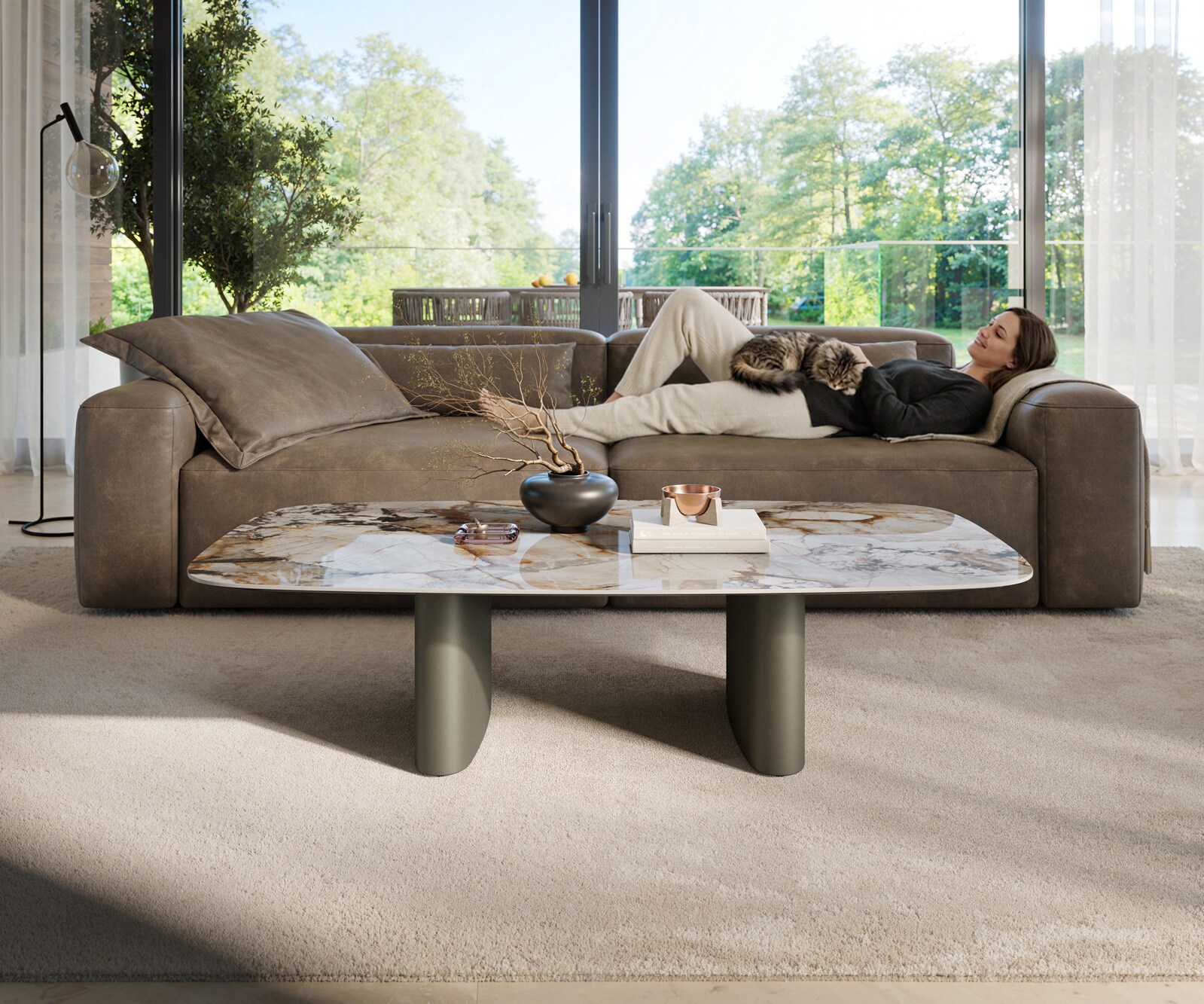 Couchtisch Edge Boot 140x80 cm Keramik Patagonia Poliert Ovada Effektfinish Titan 1