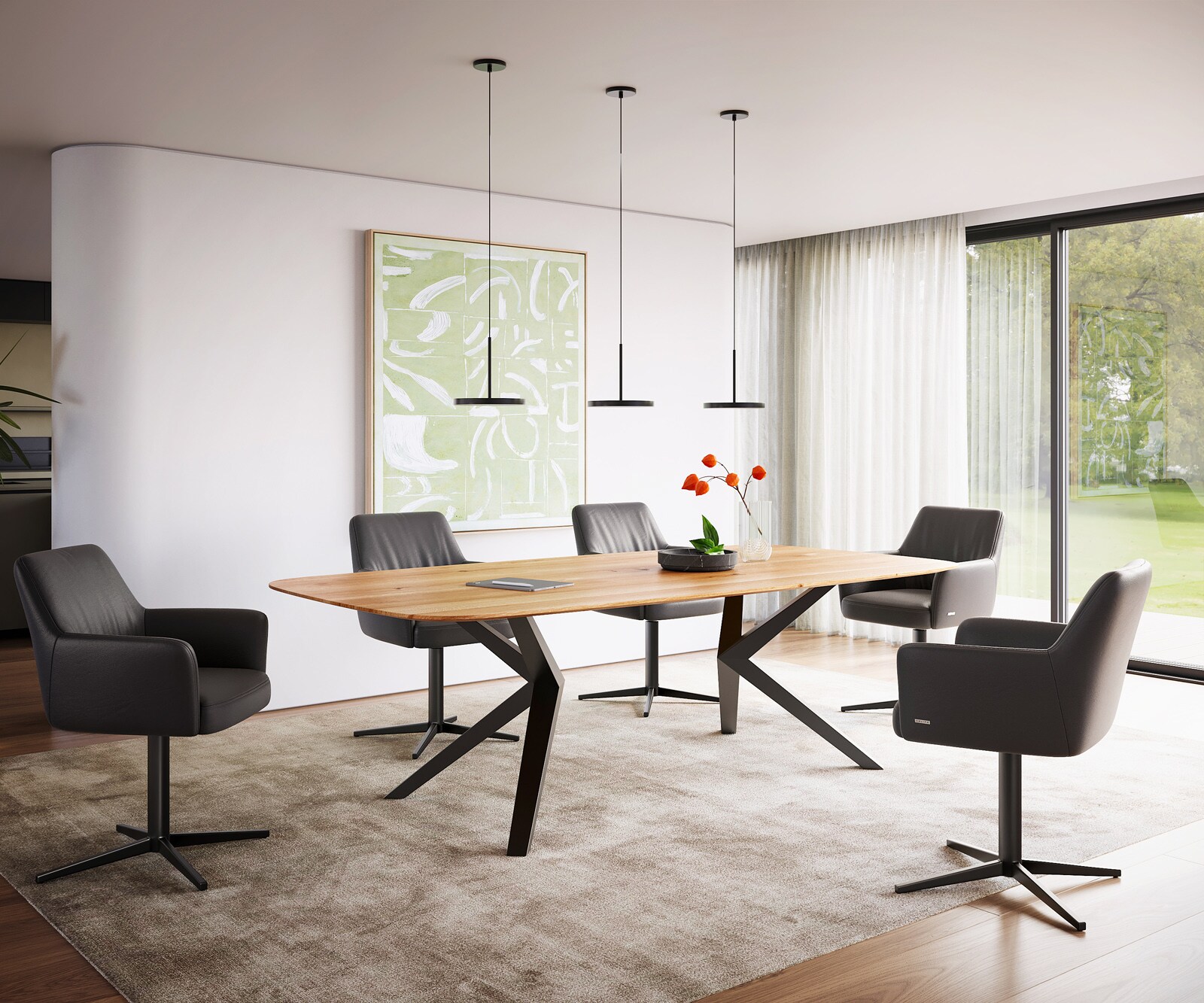 Esstischplatte Edge Boot 240x120x2,5-3 cm Eiche Natur Schweizer Kante 4